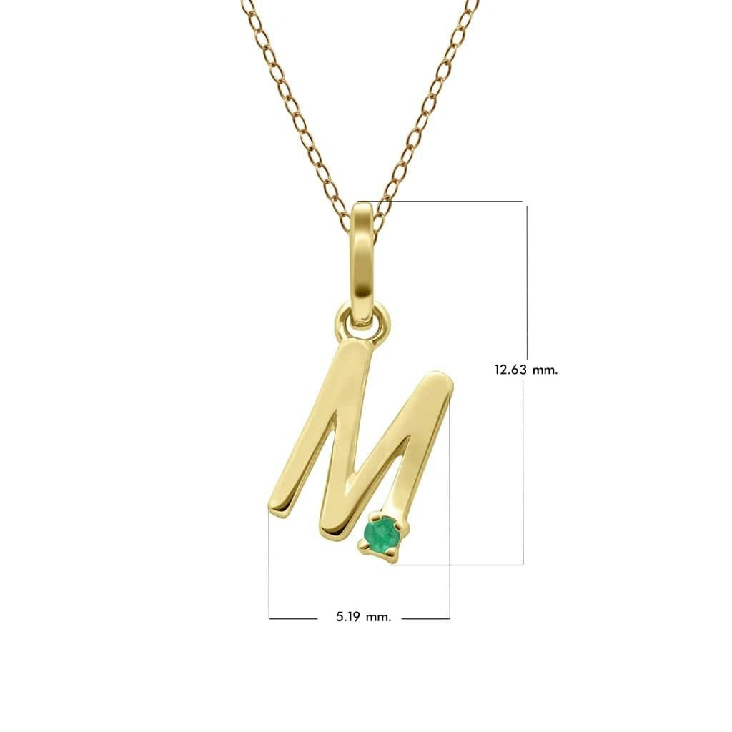 Gemondo Yellow/Gold Initial Emerald Letter Necklace In 9Ct - M