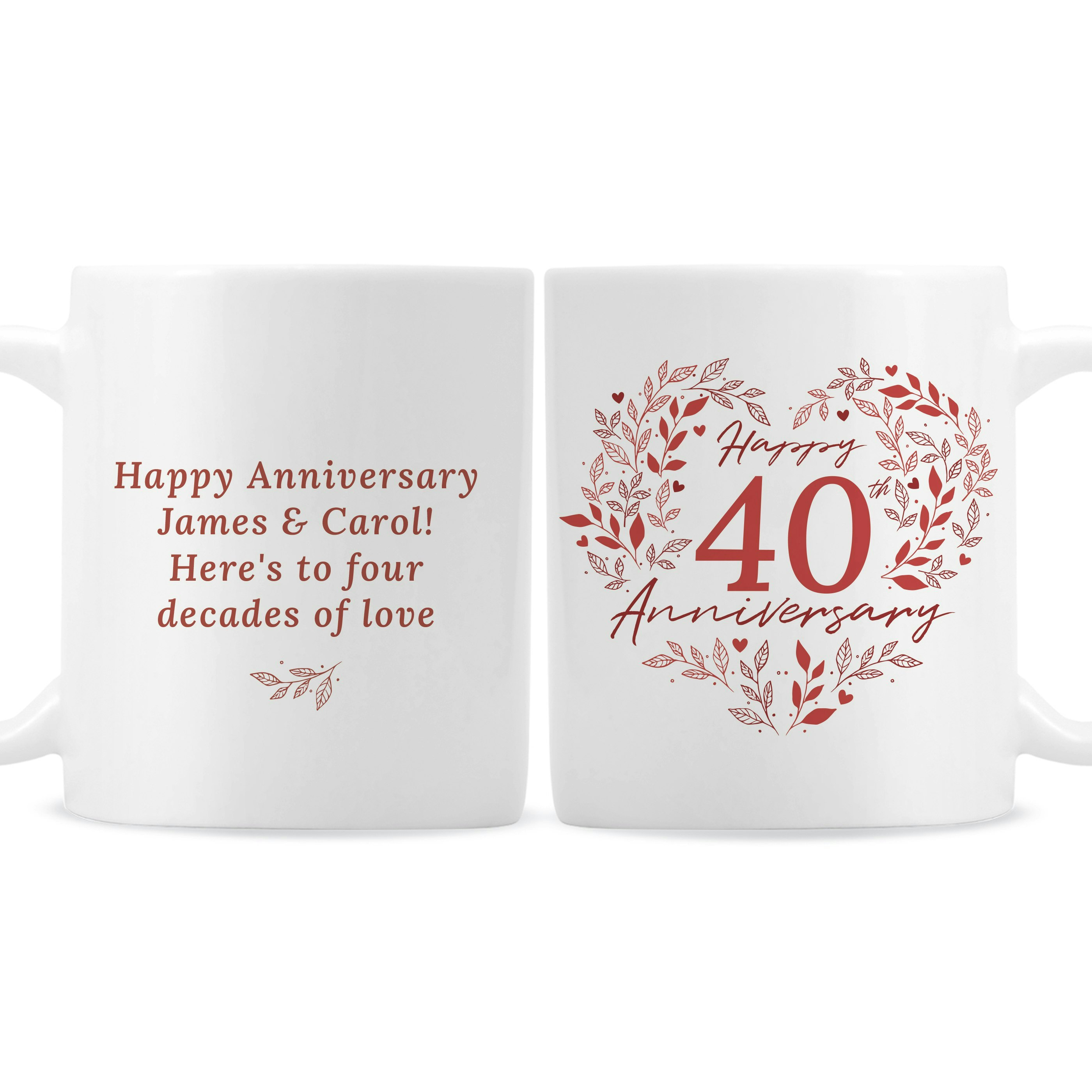 Rackhams Personalised 40Th Ruby Wedding Anniversary Mug