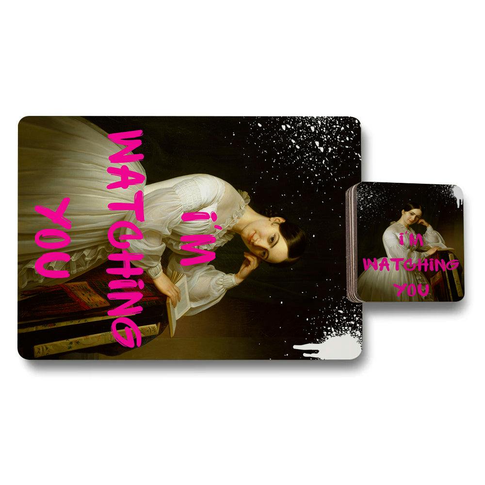 Benjamin Tate Design Set Of 12 Placemats And Coasters Designer Artwork 11X8 3.7X3.7 Wood Bottom