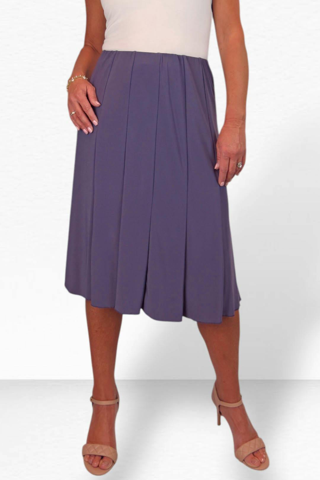 Paulo Due Women's Purple 26" Elasticated Soft Flared Midi Skirt - 20-22