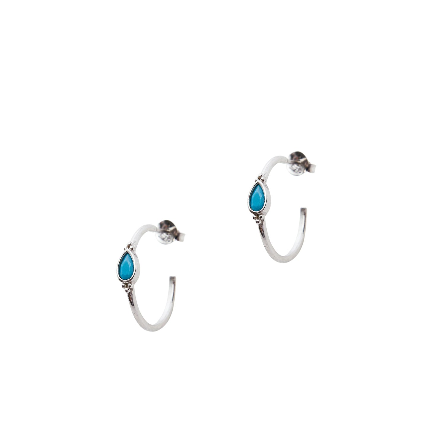 Spero London Turquoise/Silver Drop Solitaire Earrings Sterling