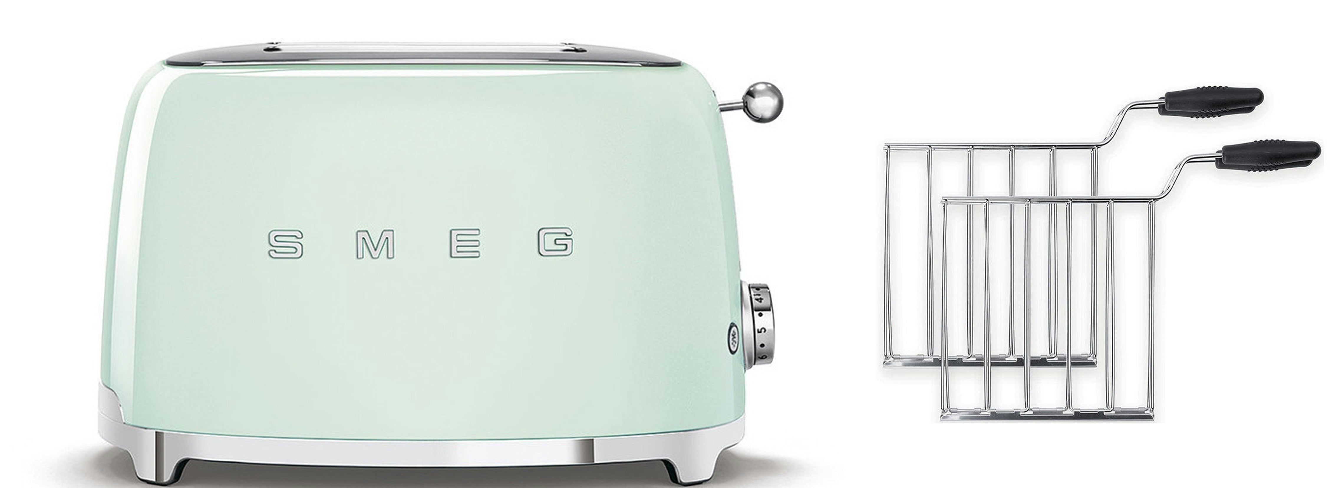 Smeg Green Tsf01 Slice Toaster + Tssr01 2-Sandwich Racks Bundle - Pastel Size 2