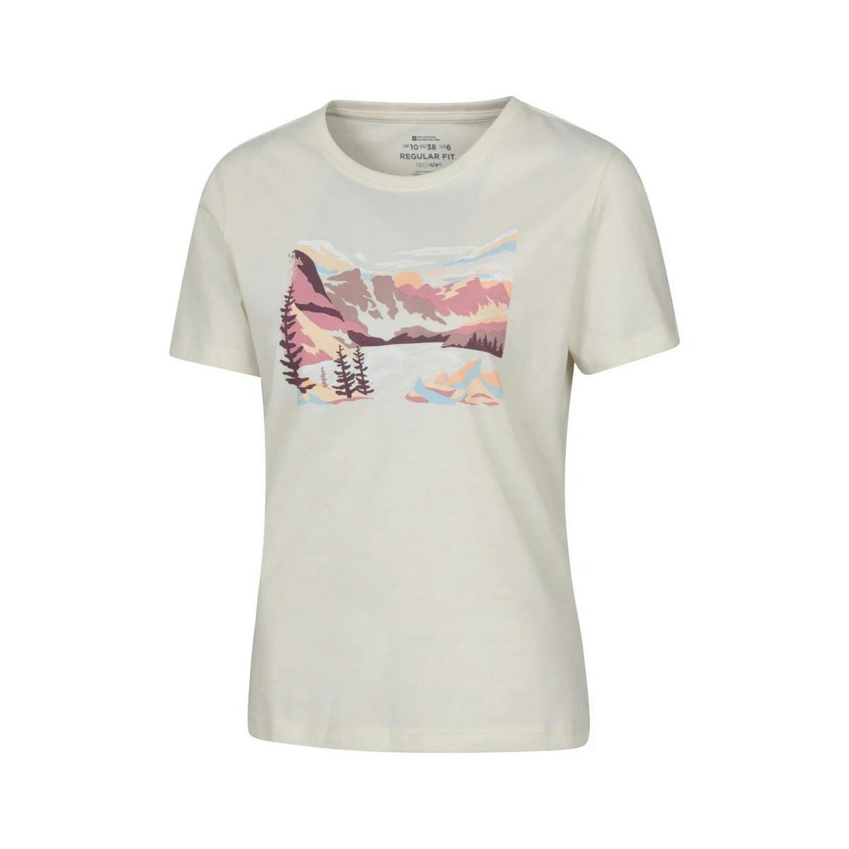 Mountain Warehouse Women's Beige Living Lakes T-Shirt - 14 Uk - 100% Organic Cotton