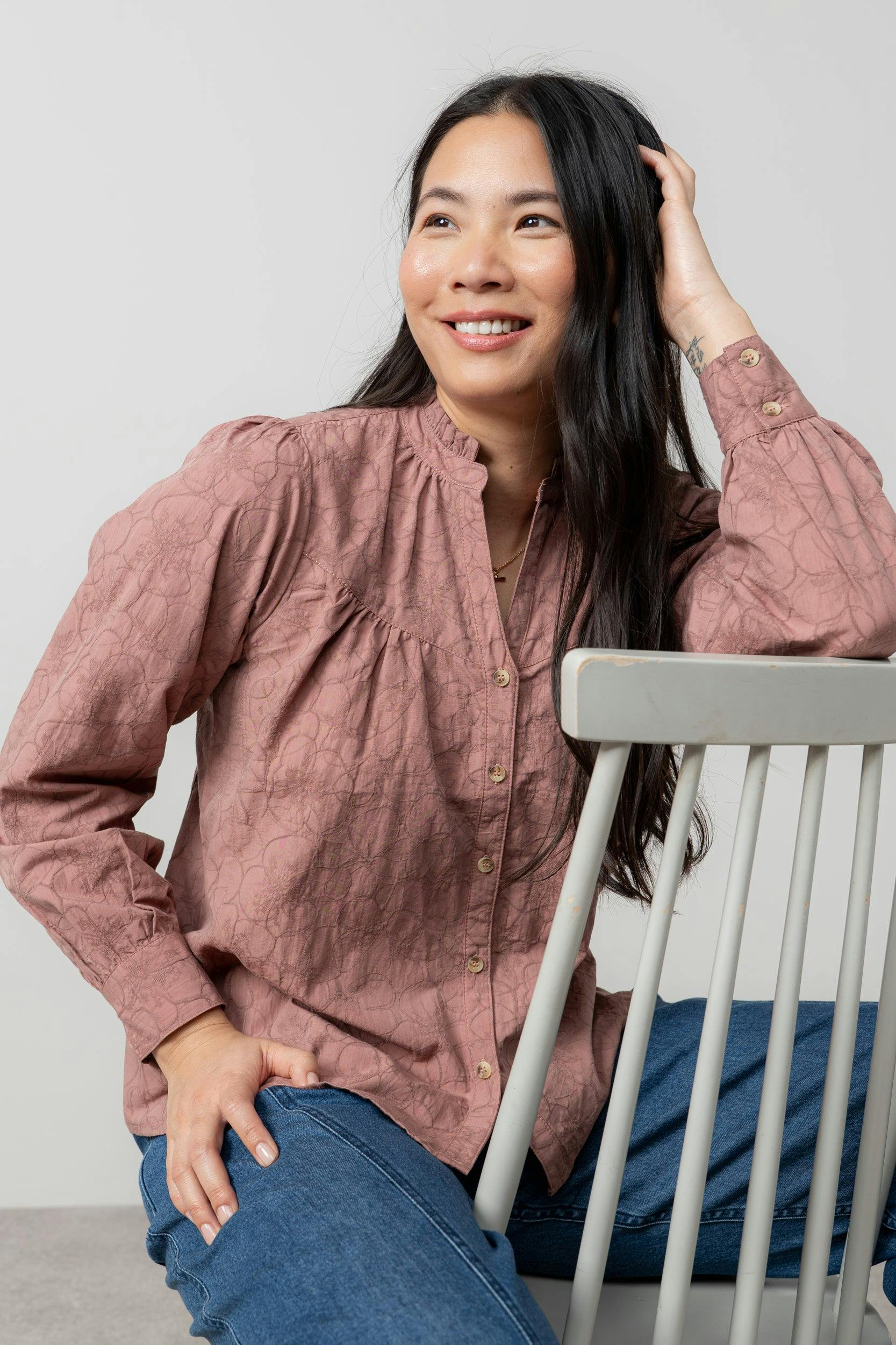 Lily & Me Wayfaring Textured Jacquard Blouse Antique Rose - Antique Rose - 20