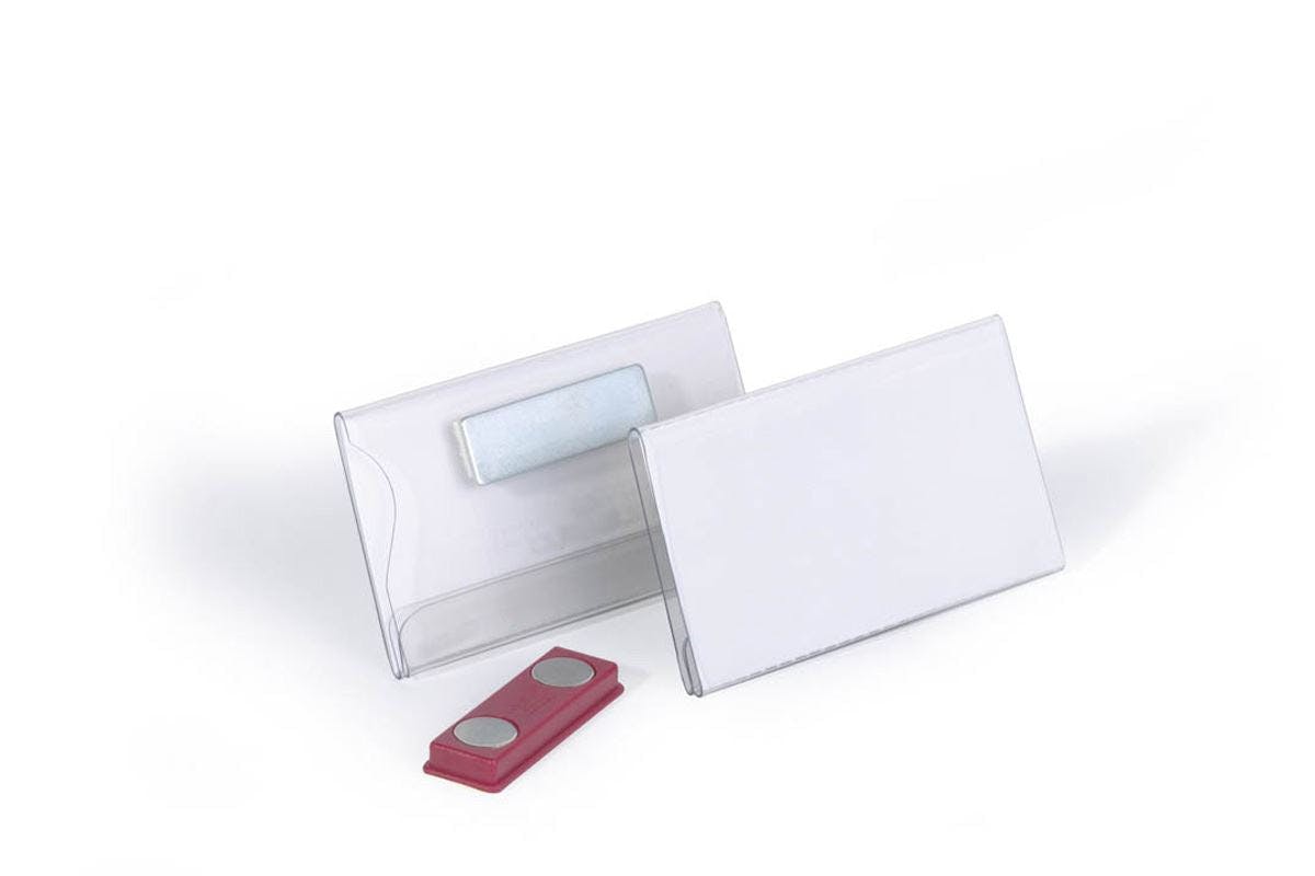 Durable Conference Magnet Name Tag Badge Holders + Inserts | 25 Pack | 40 X 75Mm