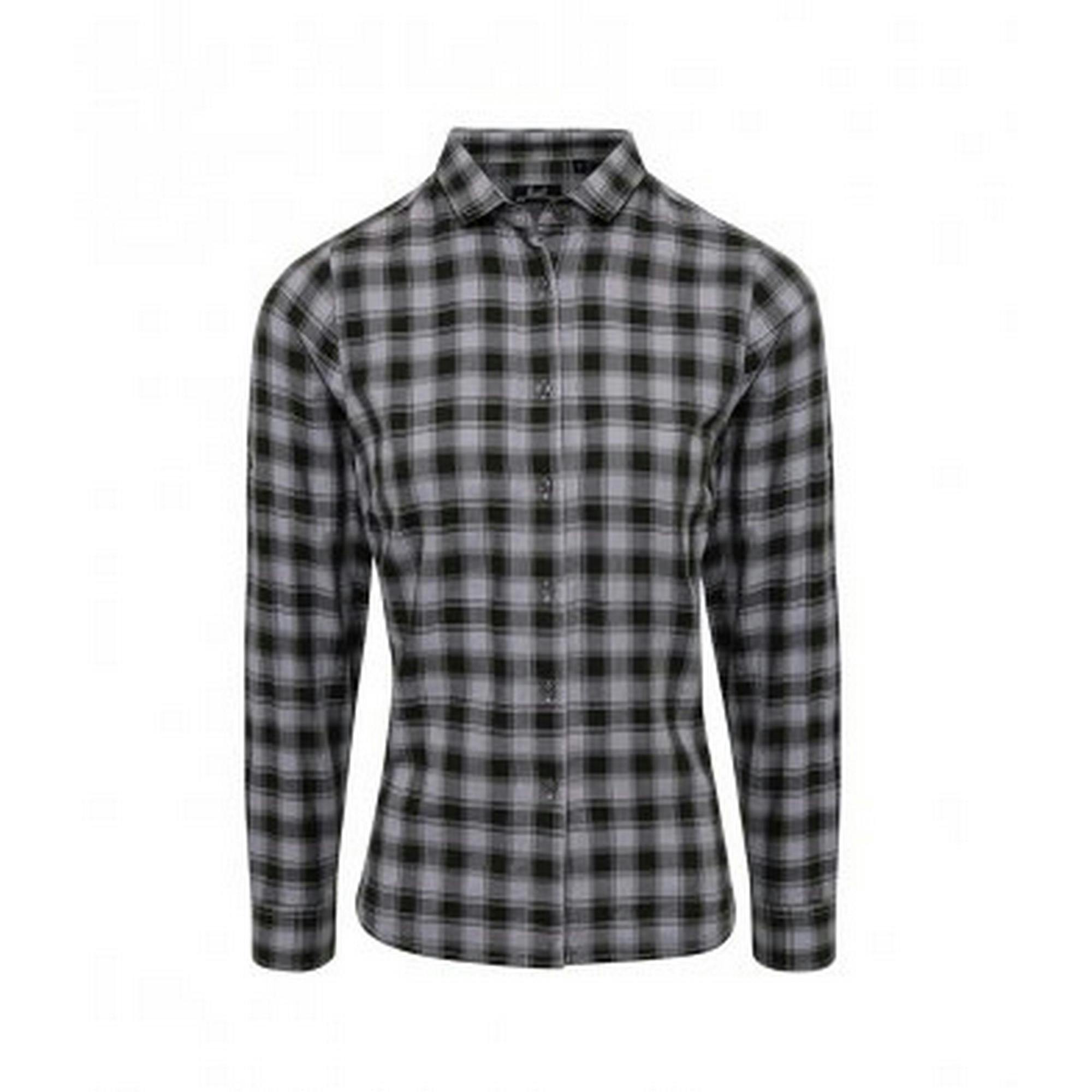 Premier Women's Dark Grey Mulligan Check Long Sleeve Shirt In | Size: Xl - Image 3