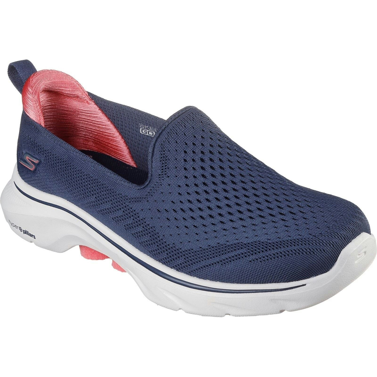 Skechers Women's Coral Go Walk 7 - Vina Textile Navy/ Trainers - Size 5