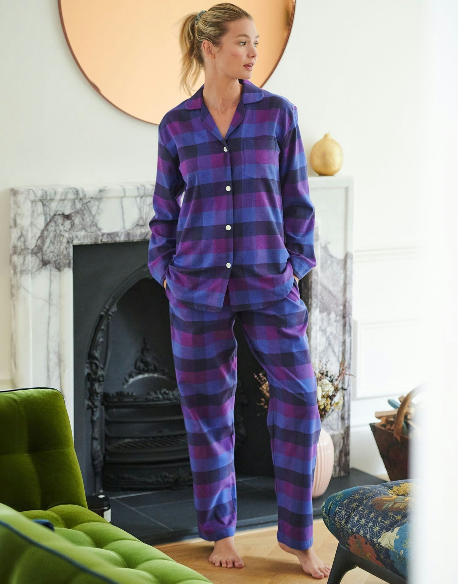 British Boxers Women's Brushed Cotton Pyjama Set – Berwick Check - Small