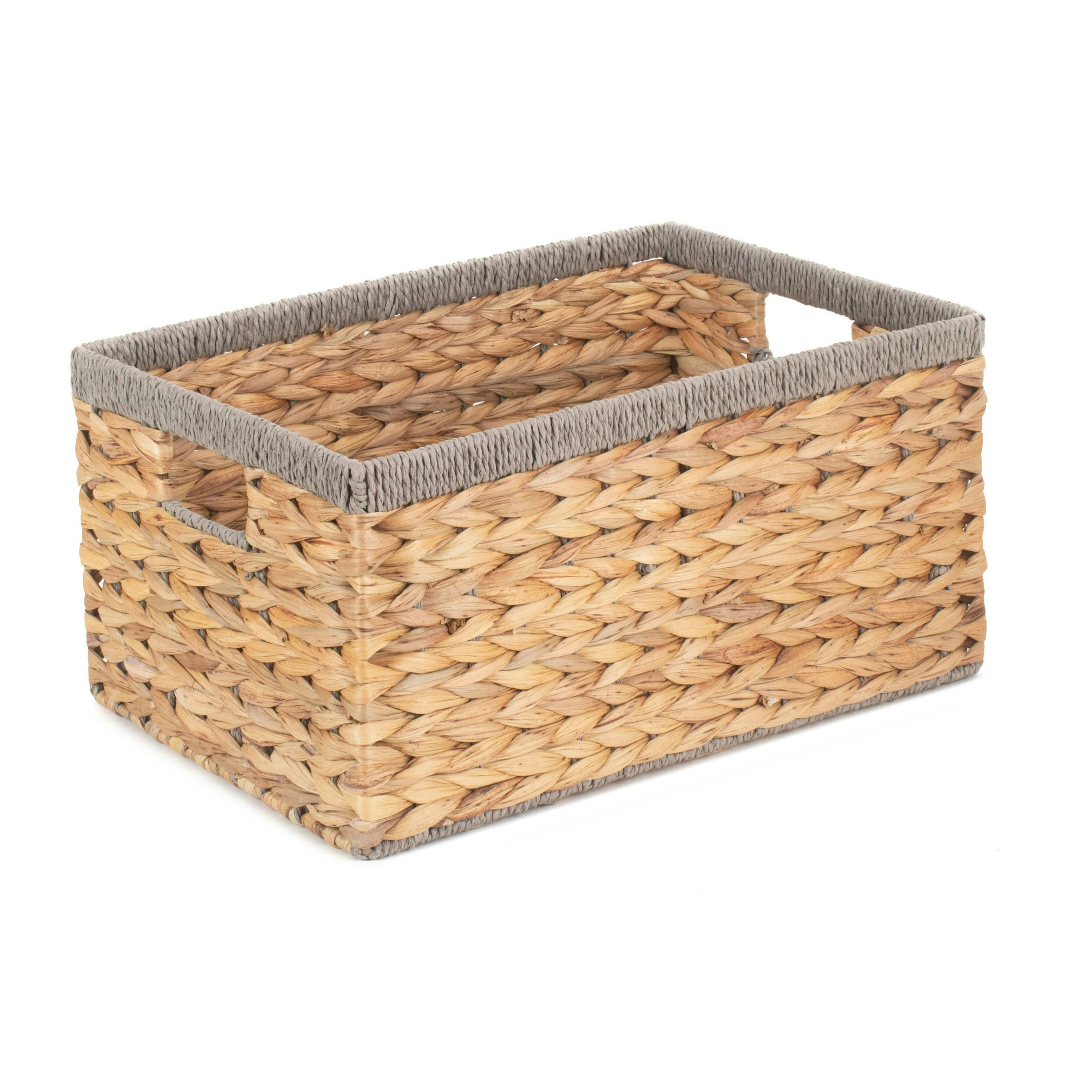 Red Hamper Red/Grey Hamper Water Hyacinth With Rope Border Rectangular Storage Basket - Medium