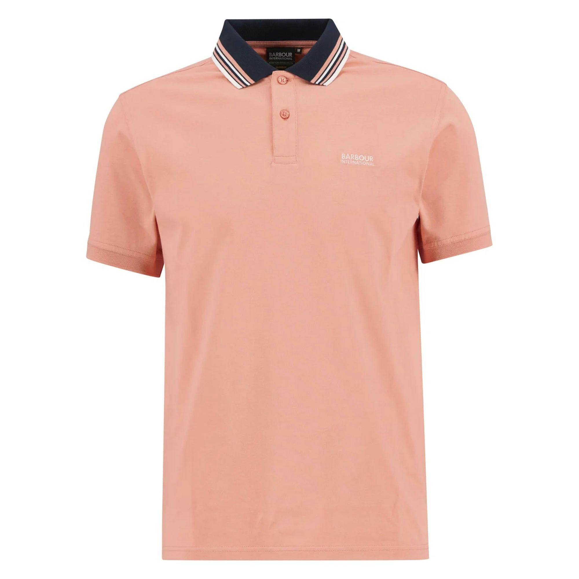 Barbour Coral International Burnwood Tipped Polo Shirt Burnt - Xl