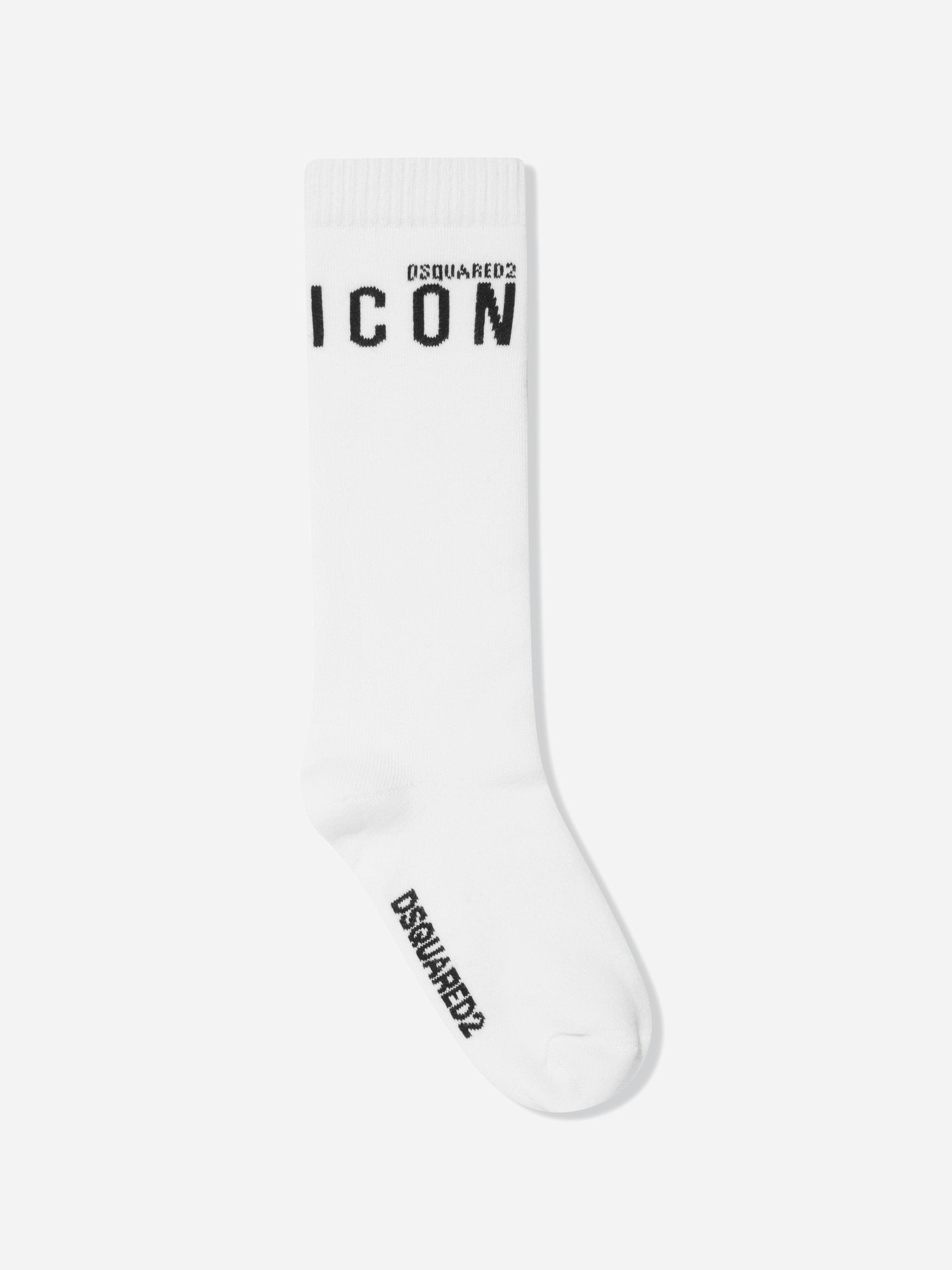 Dsquared2 Kids Boys White Icon Logo Socks In - 14 - 16 Yrs