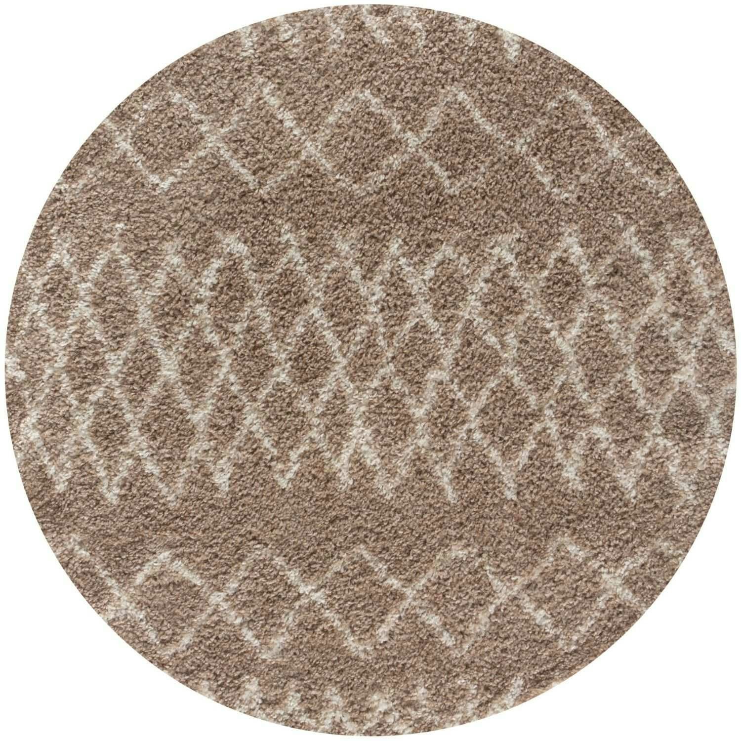 The Rugs Beige Moroccan Shaggy Rug | 920 - Ø 120 Cm