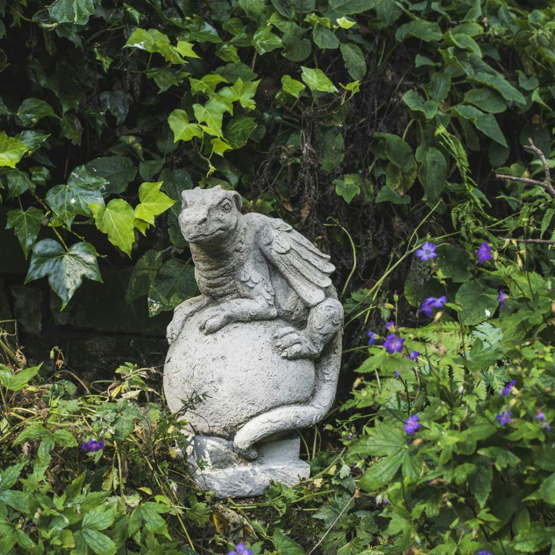 Osn Solid Stone Cast 'Dragon On Ball' Garden Ornament