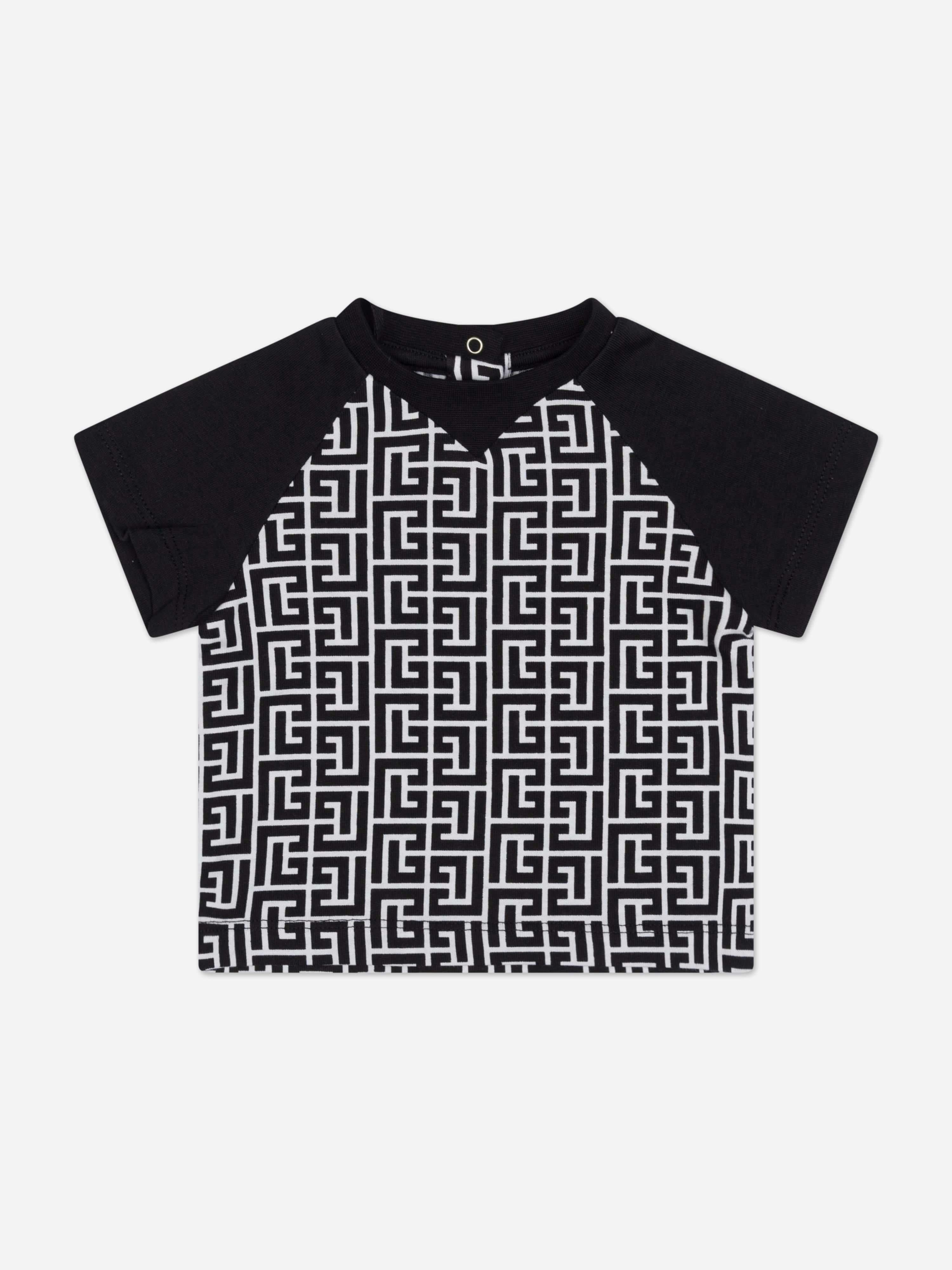 Balmain Men's Black Baby Boys Monogram Logo T-Shirt In - 36 Mths