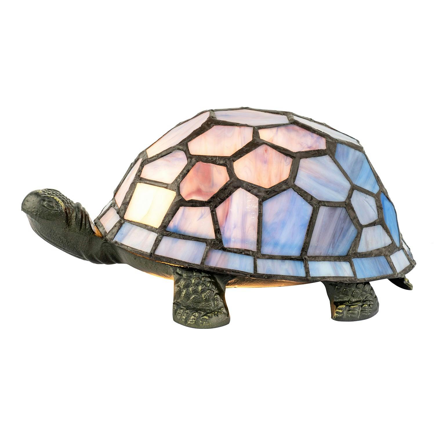 Rackhams Purple/Blue Quirky And Tone Stained Glass Tiffany Tortoise Table Lamp