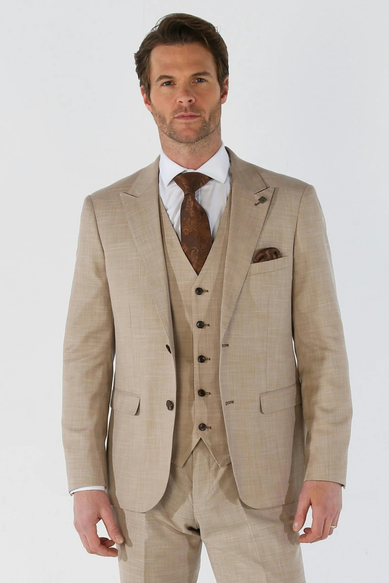 Paul Andrew Men's Beige Kurt - Tailored Fit Blazer - 48