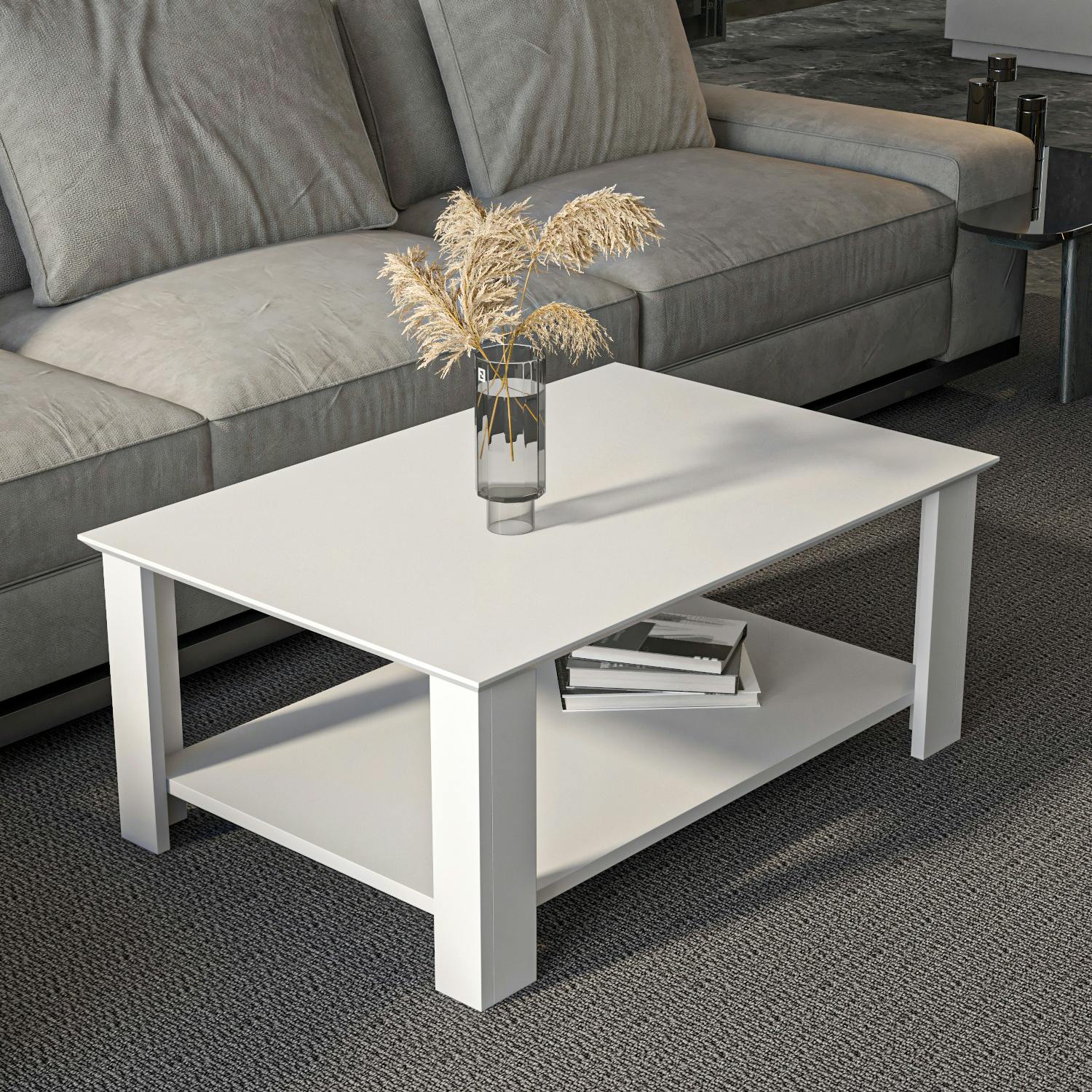 Rackhams White Leroy 90 Cm Rectangular Coffee Table