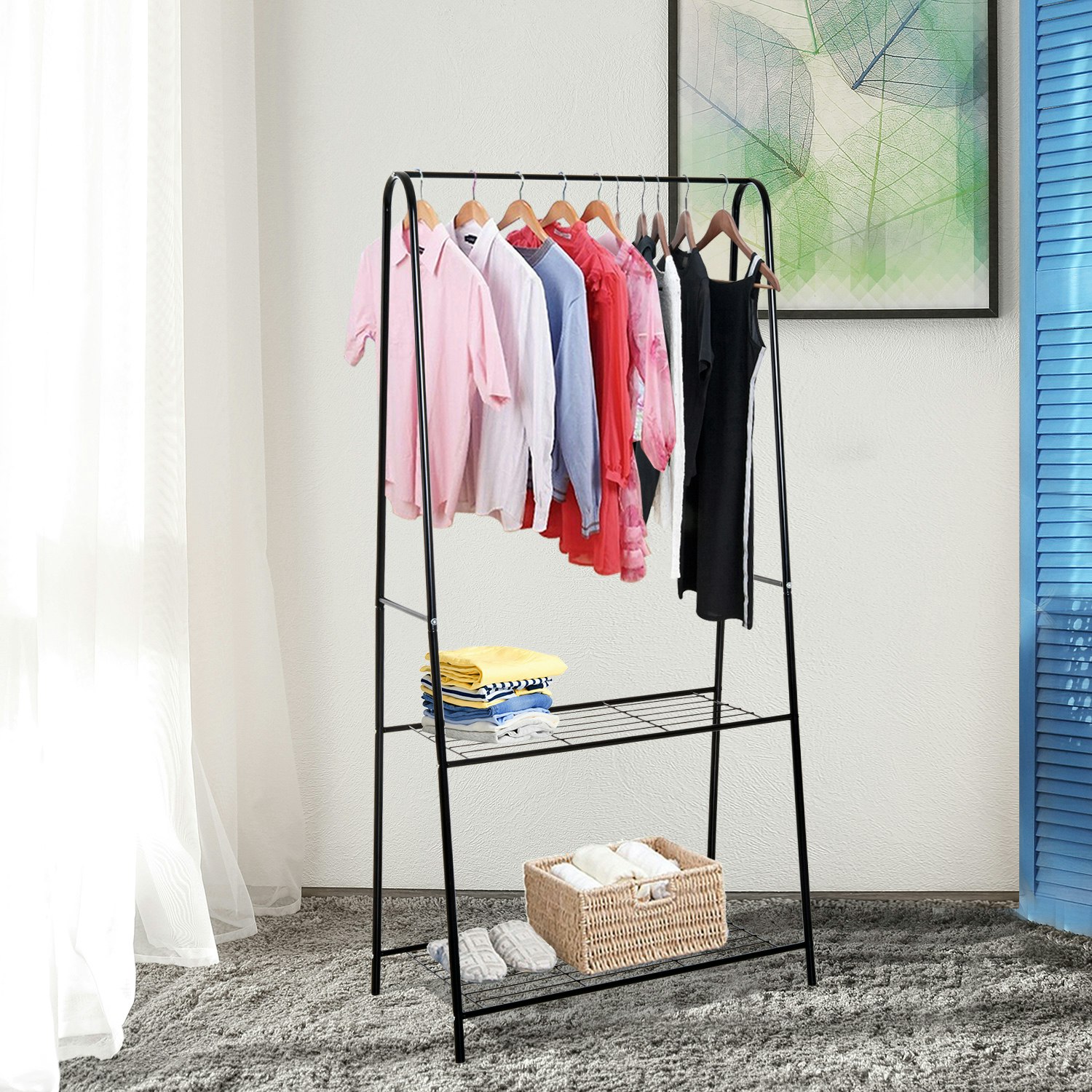 Homcom A Shaped Clothes Rack Garment Hanger Hanging Rail 2-Tier