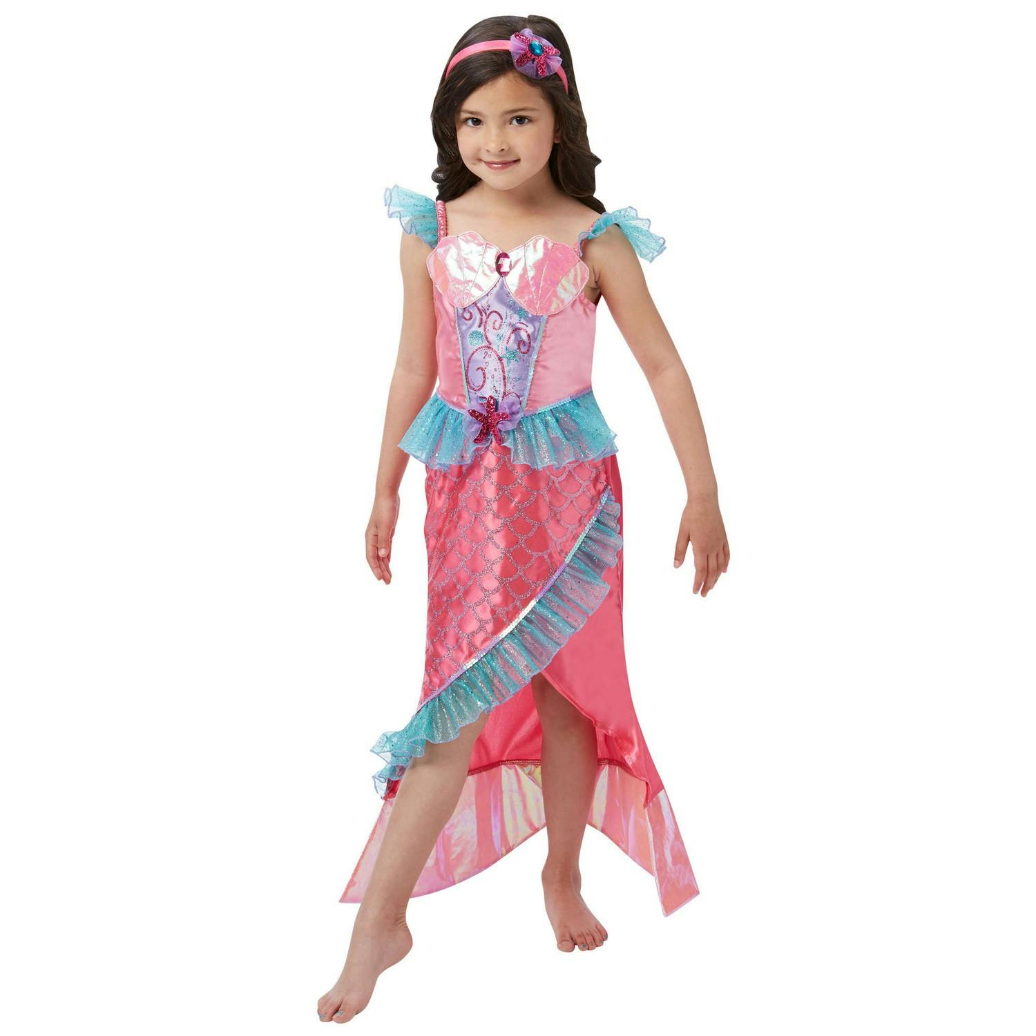 Bristol Novelty Girls Pink/Blue Deluxe Princess Mermaid Costume - 7-8 Years