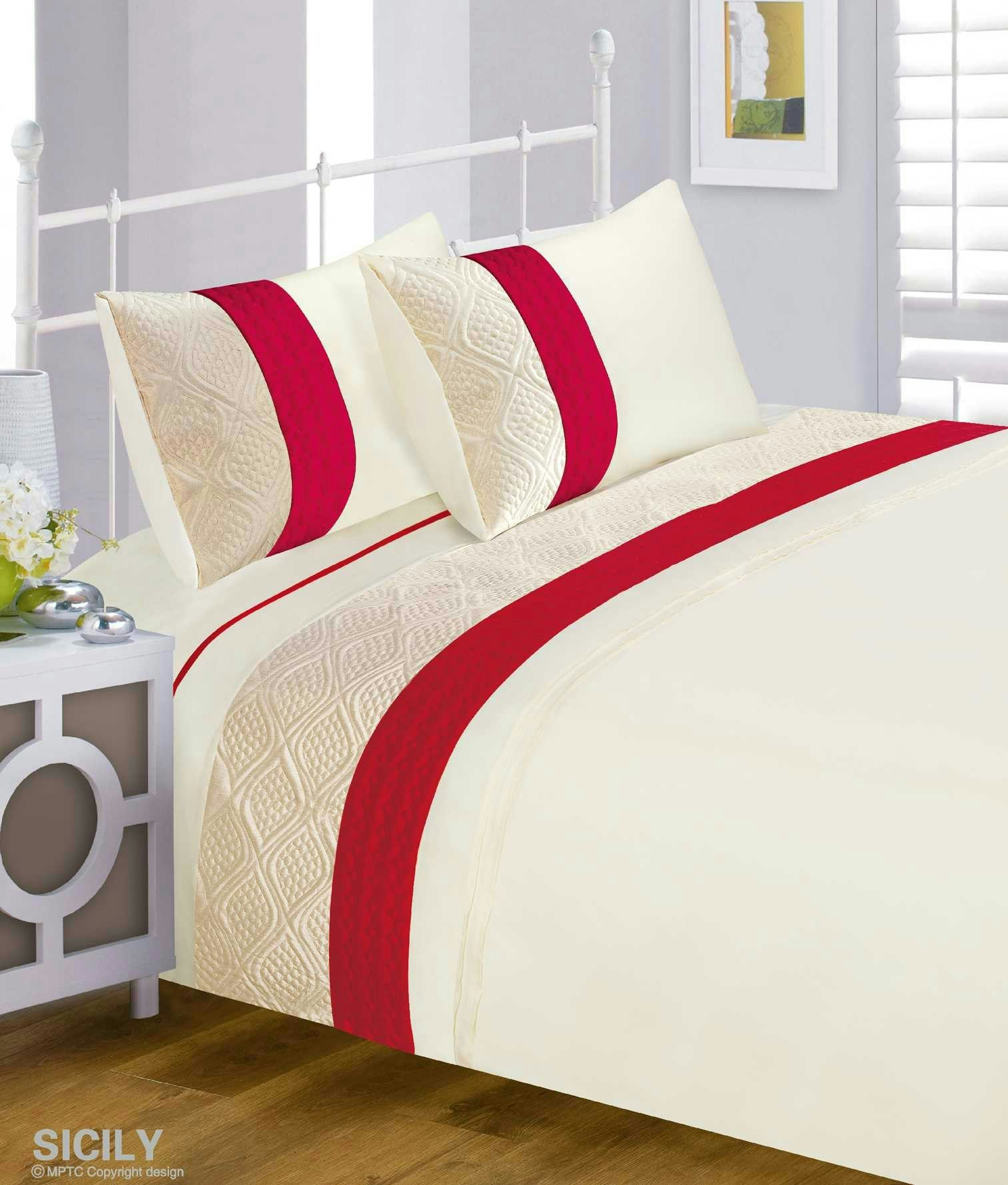 Intimates Red Sicily Quilted Duvet Cover & Pillowcase Set - Super King