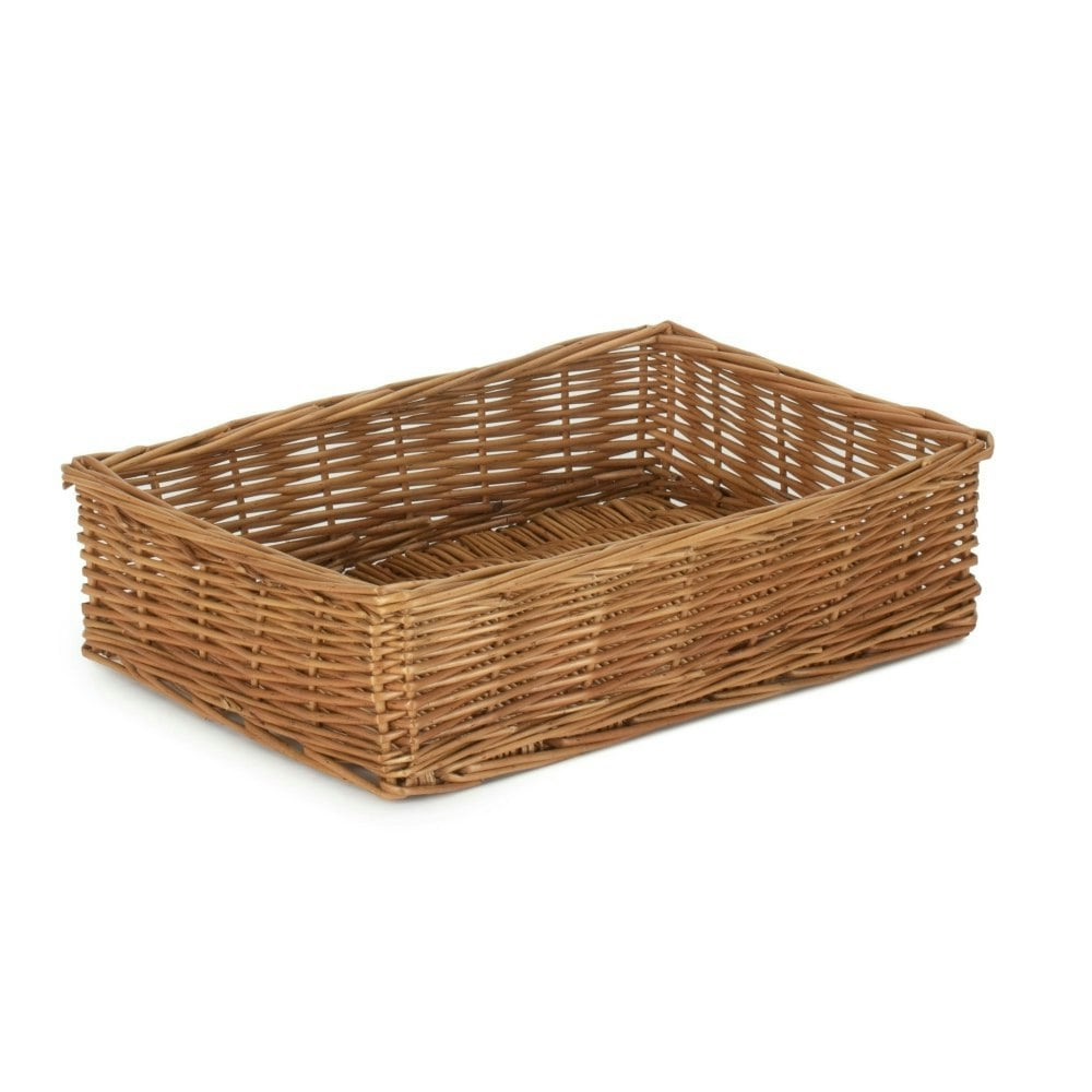 Red Hamper Medium Double Steamed Storage Wicker Tray - Medium
