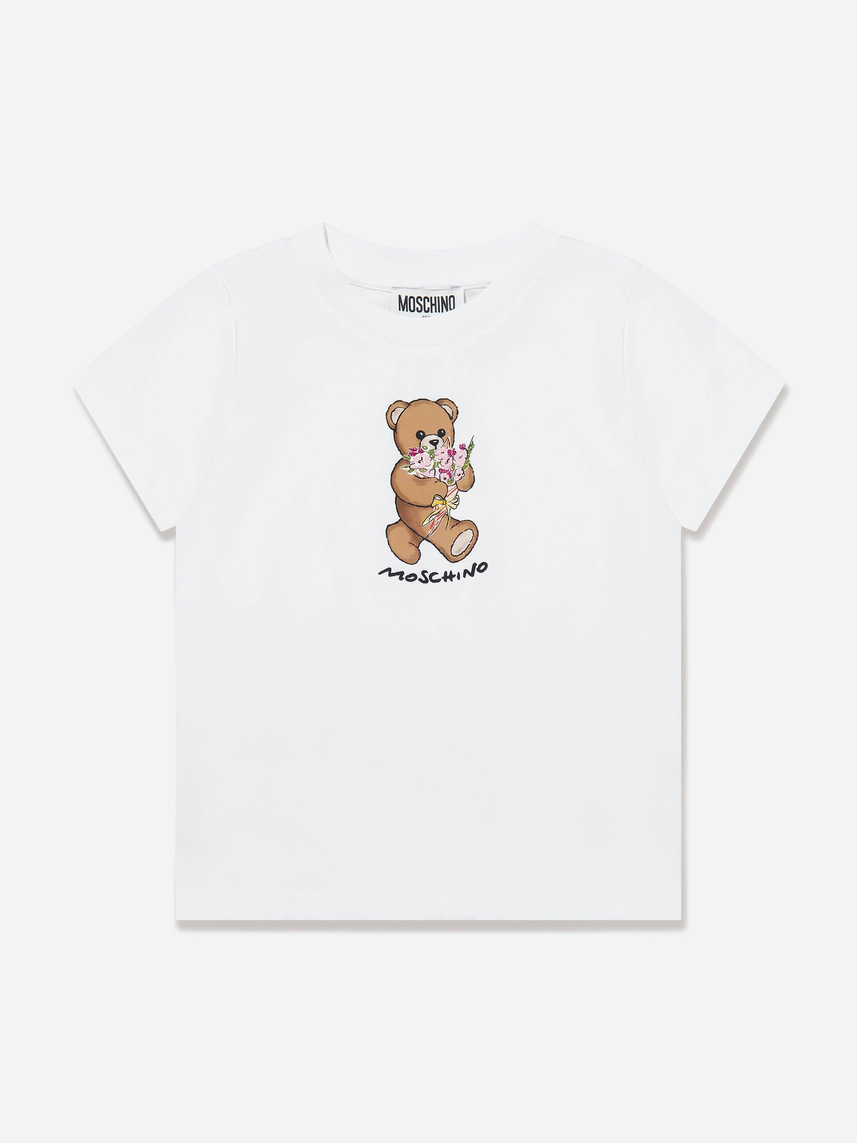 Moschino Kids Girls White Moschino Teddy Bear T-Shirt In - 5 Yrs