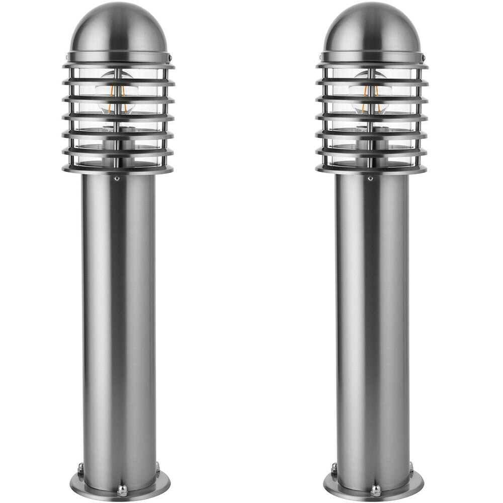 Rackhams Light Pack Outdoor Post Bollard Polished Steel Vandal Proof External Pathway Size 2