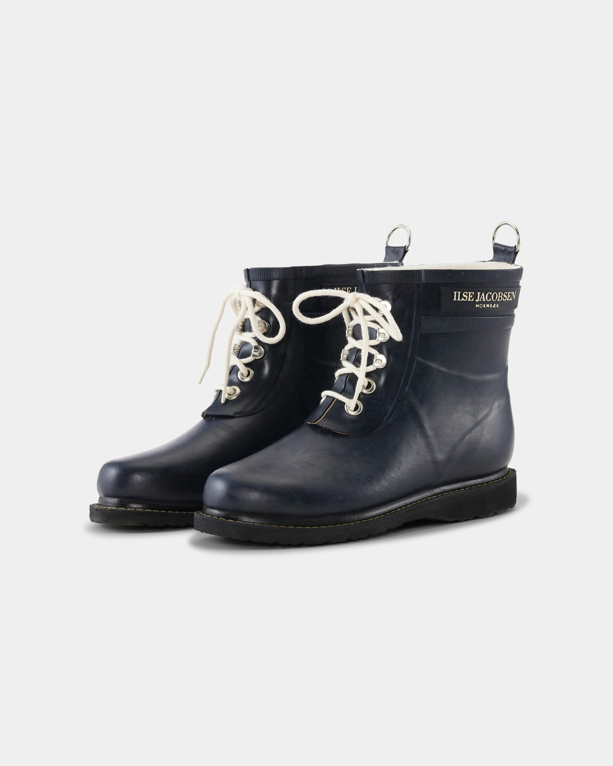 Ilse Jacobsen Women's Dark/Indigo Rub Laced Short Rubber Boots - 660 - 660 - Uk6 Eu39 Us8