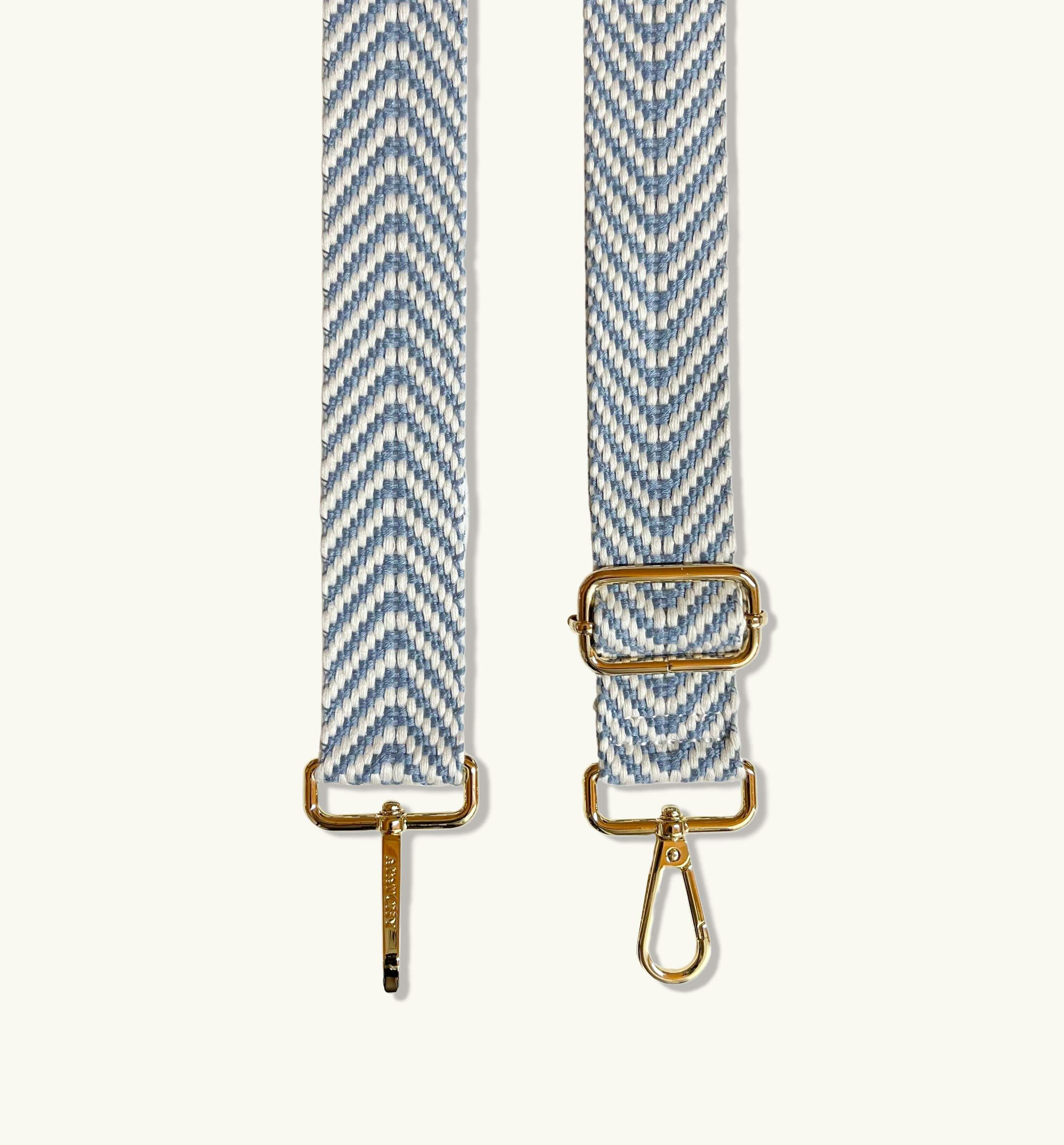 Apatchy London Blue Denim Chevron Bag Strap - Multi