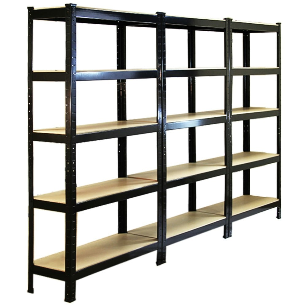 Monster Racking Black T-Rax Heavy Duty Shelving Units - (75Cm W, 30Cm D) Set Of 3