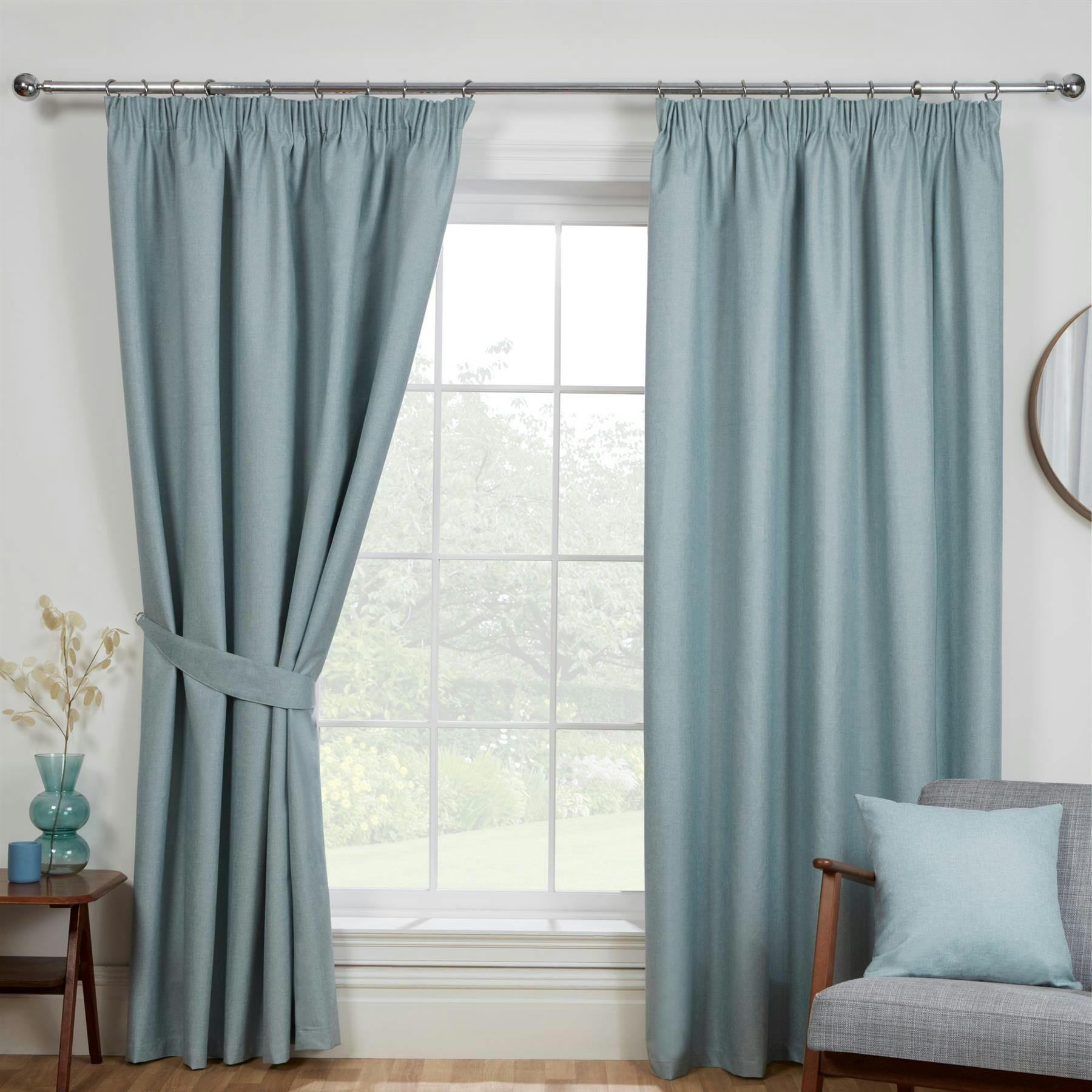 Sundour Light Eclipse Duck Egg Pencil Pleat Curtains - 66 X 54"