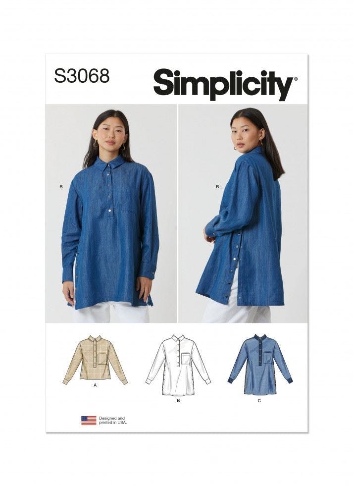 Simplicity Women's Sewing Pattern 3068, Tops, Tunics For A (Xs-S-M-L-Xl-Xxl) - Intermediate - A (Xs-S-M-L-Xl-Xxl)