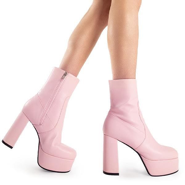 Lamoda Women's Black Lost In Translation Platform Boots Chunky Block Heel Goth Vegan Uk6 - Uk6