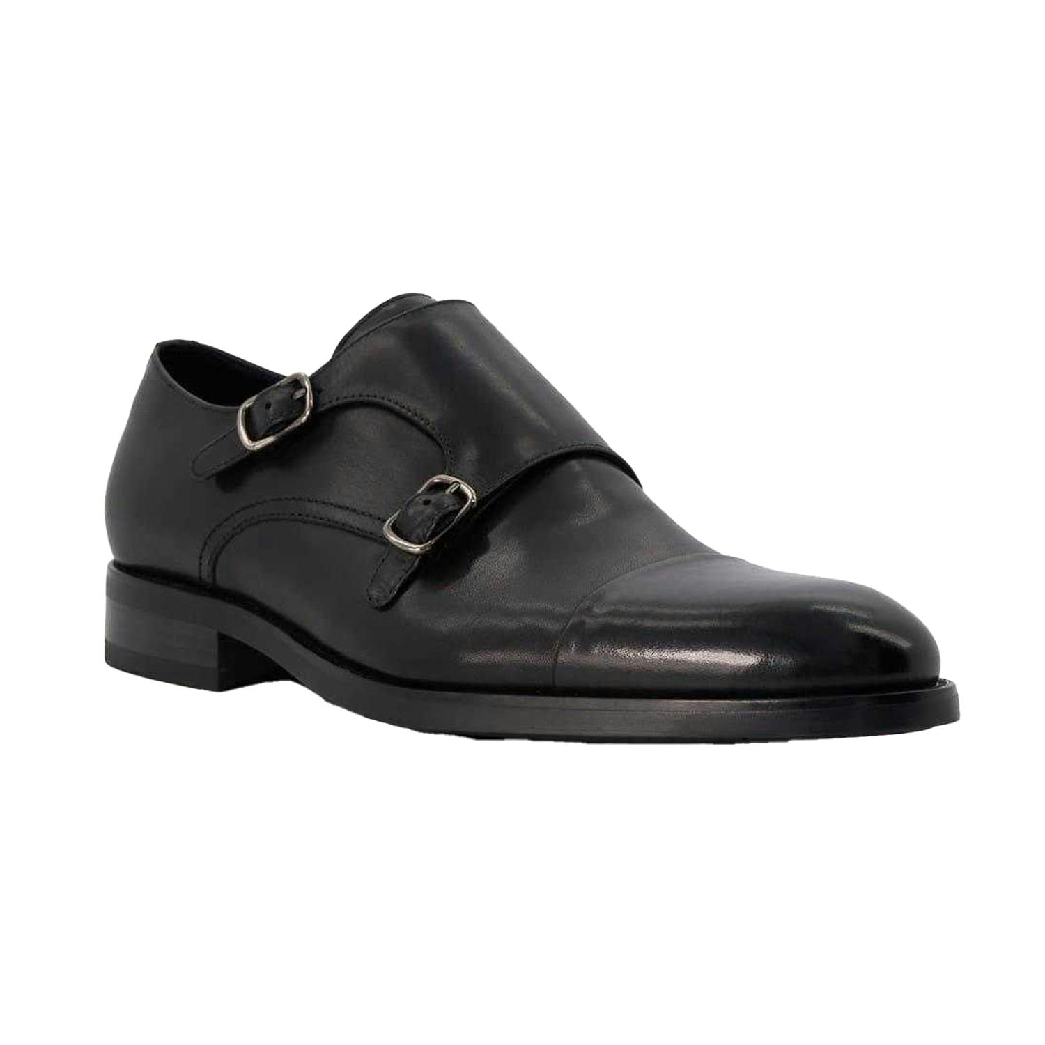 Dune London Men's Black Sullivan Monk Leather Shoes - 7 Uk - 100% Mixed