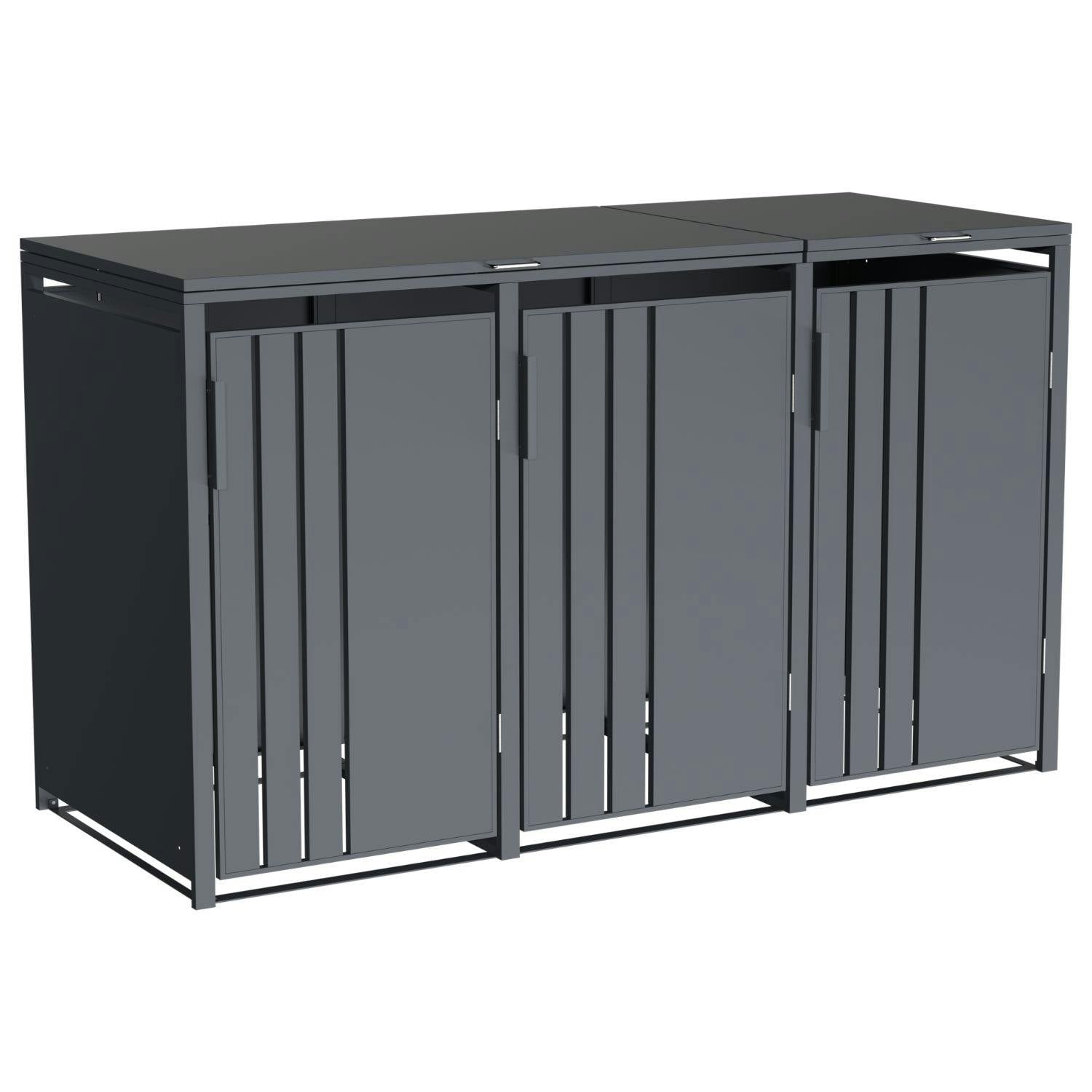 Rackhams Anthracite Phoenix Gb3300aa Outdoor Triple Wheelie Bin Store For 3 X 240L Bins In - Powder-Coated - Steel