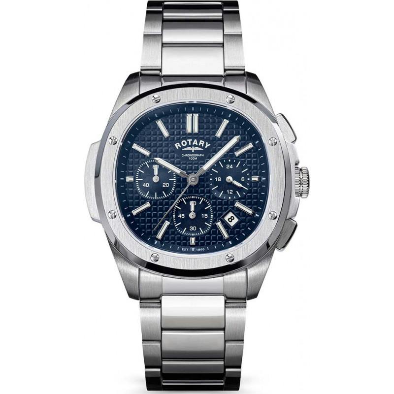 Rotary Apex 100 Men's Chronograph Blue Dial Stainless Steel Bracelet Watch - Image 6