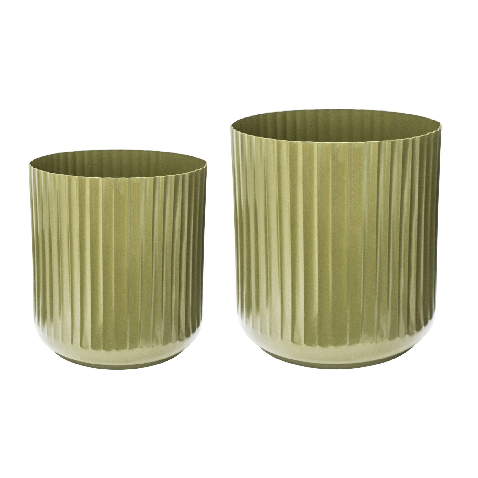 Rackhams Green Hudson Corrugated Planters Set Of Two