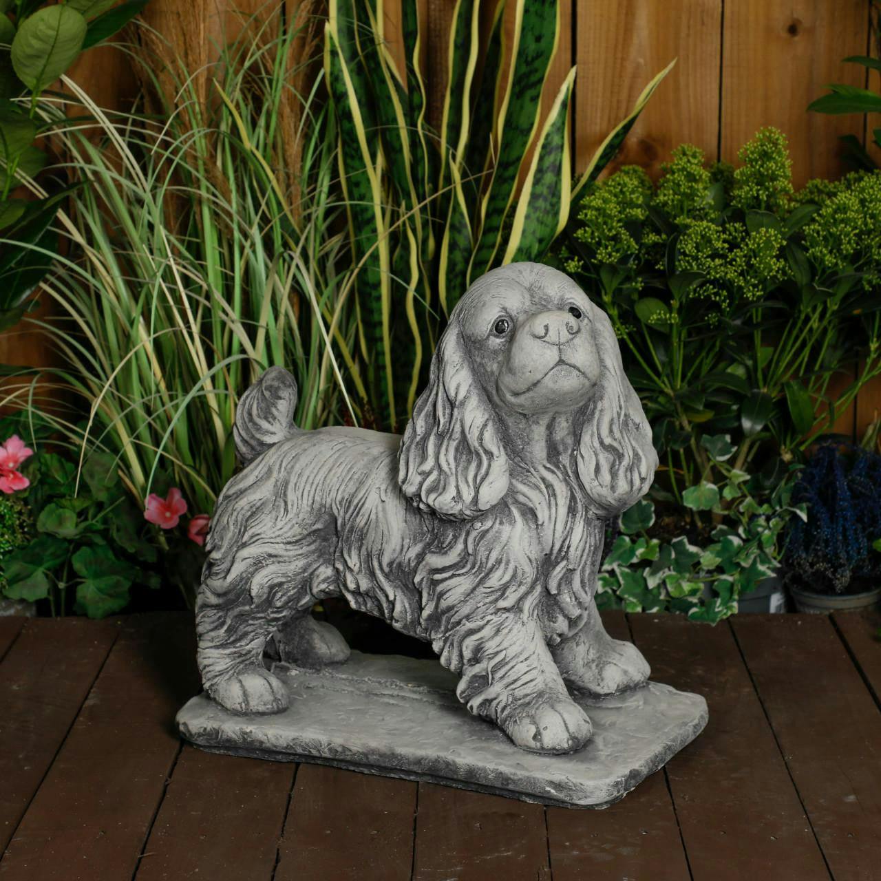 Rackhams Stone Cast Standing Cocker Spaniel Garden Ornament