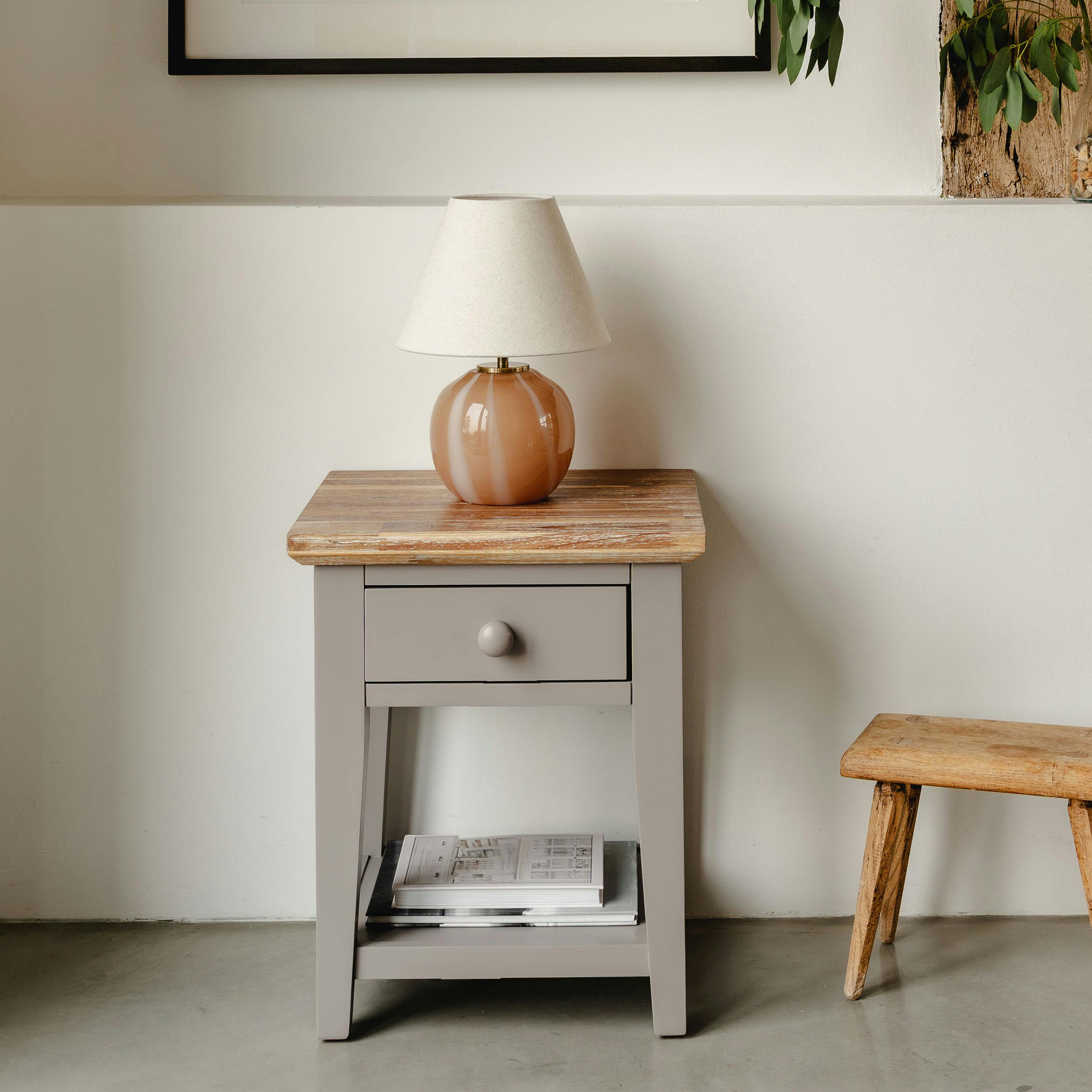 Statement Furniture Grey Florence 1 Drawer Lamp Side Table, Assembled Sofa Table - Dove