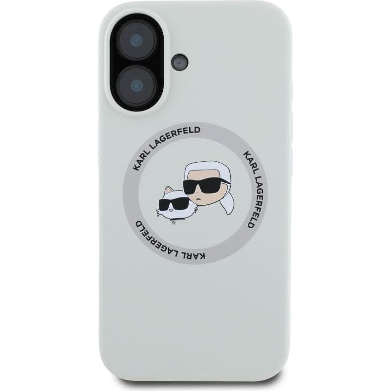 Karl Lagerfeld Beige Liquid Silicone Karl & Choupette Head Case With Magsafe For Iphone 16 6.1" - Klhmp16sskchtce