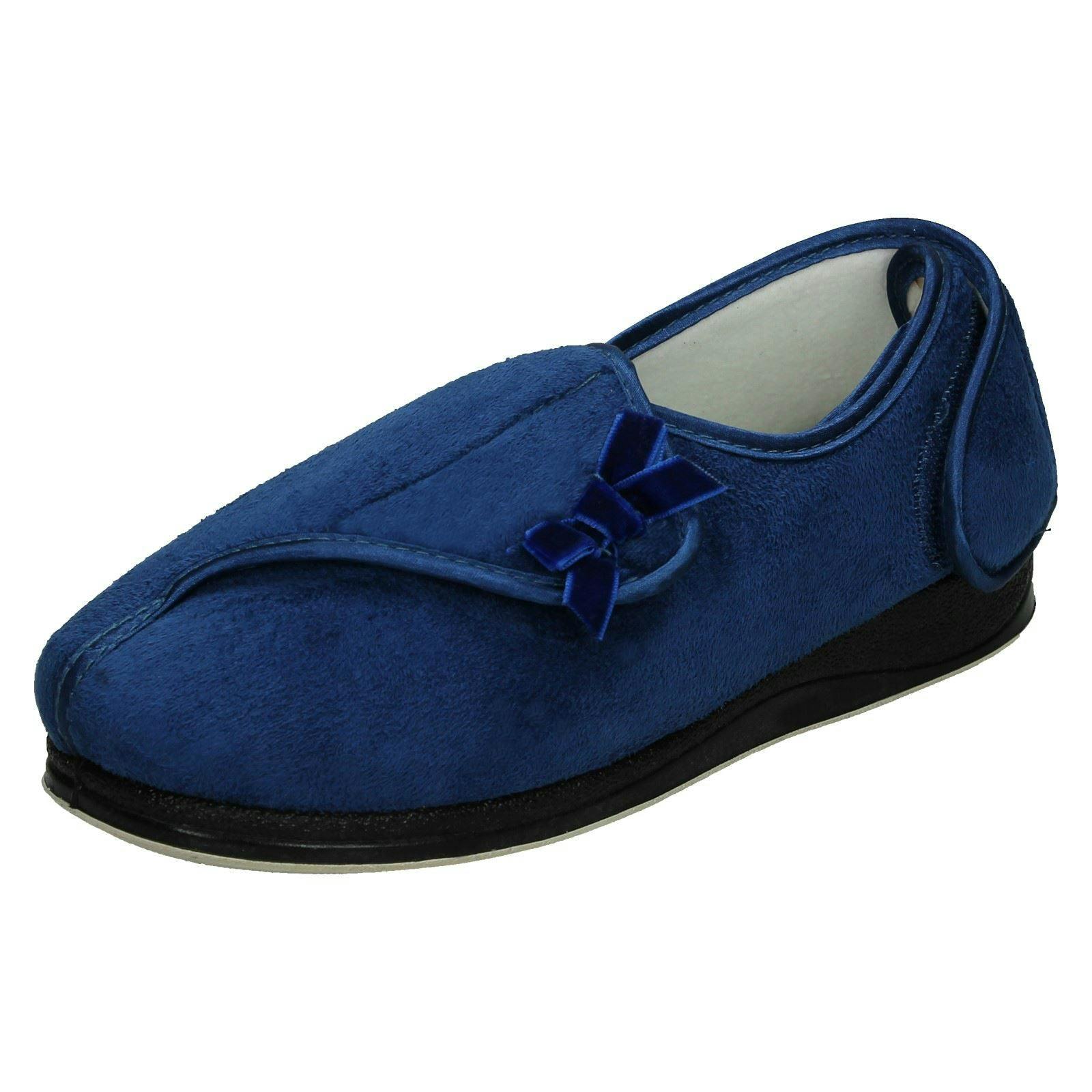 Padders Women's Hook And Loop Comfort Slippers Penny - Royal - Uk 3
