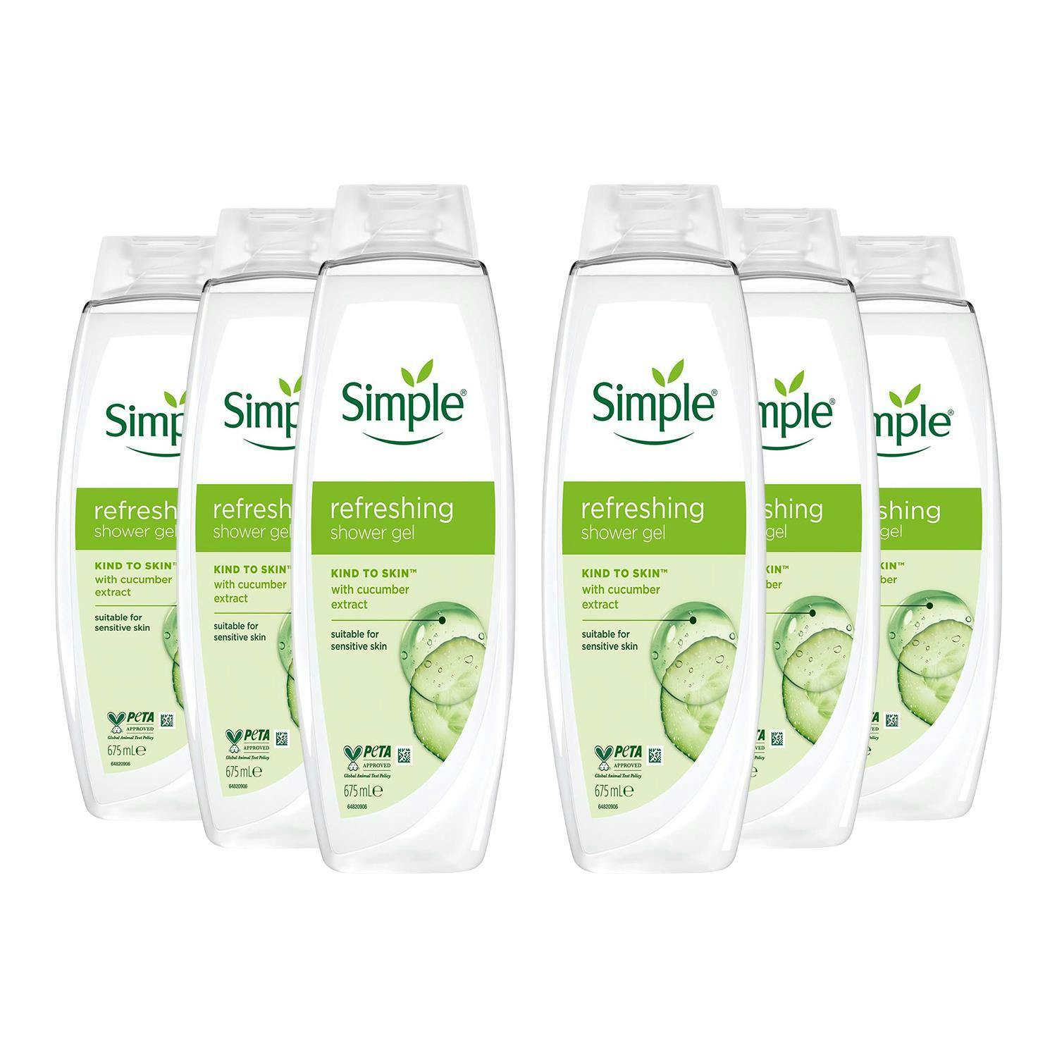 Simple Kind To Skin Refreshing Shower Gel 675Ml, 6 Pack - White - Image 3