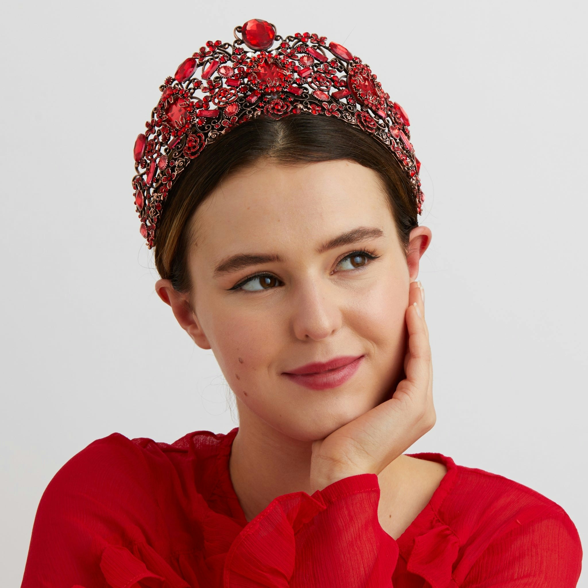 Queenmee Accessories Red Crown Floral