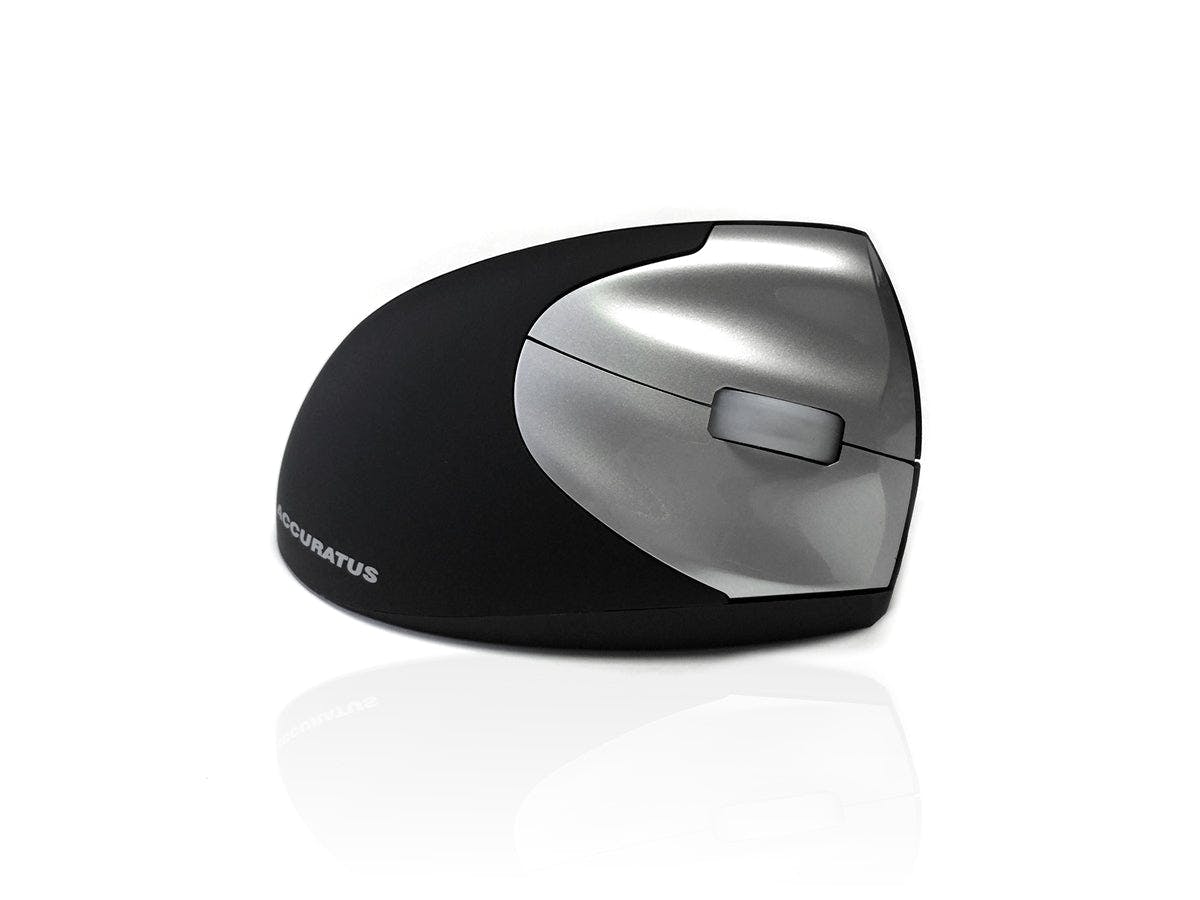 Accuratus Silver/Black Upright 2 Rf - Rf 2.4Ghz Wireless Upright Vertical Mouse To Help Prevent Rsi