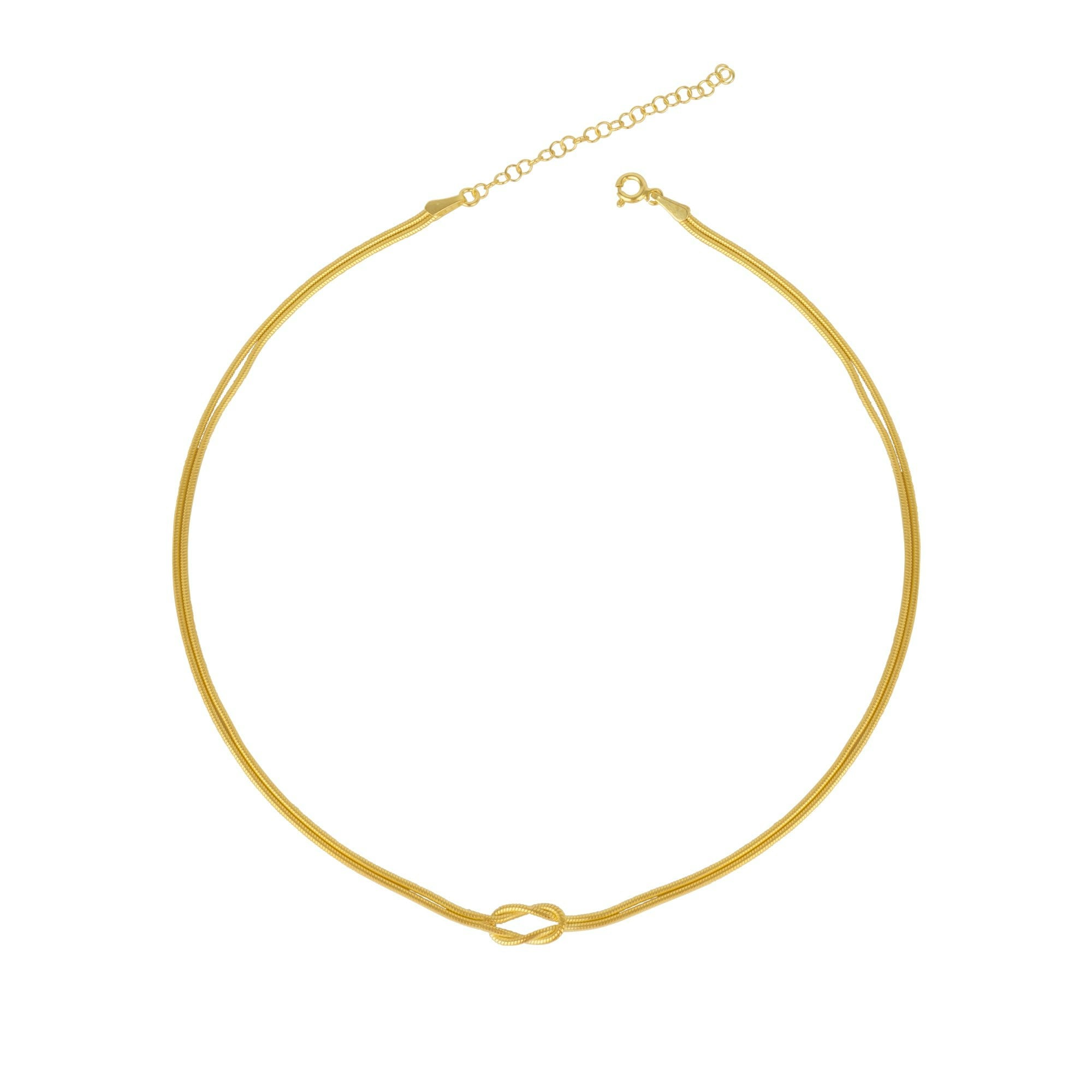 Spero London Women's Silver/Gold Knot Chain Choker Necklace In Sterling