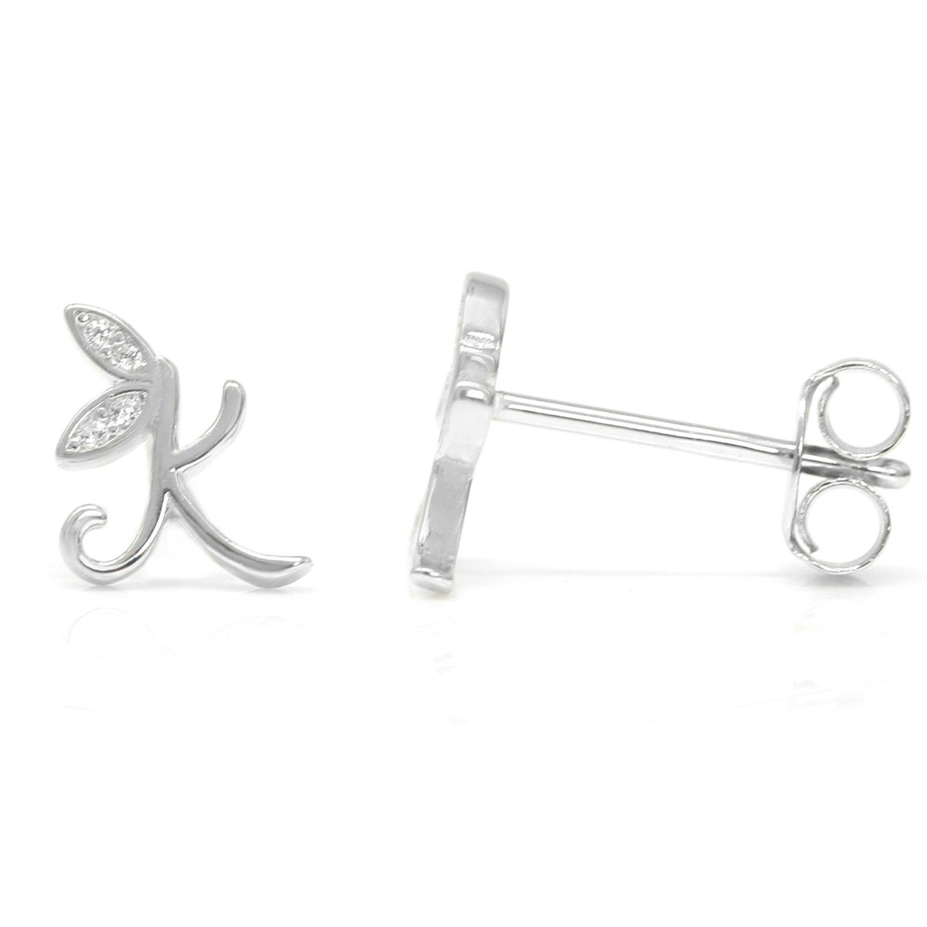 Say It With Silver Winged Initial Earrings - Sterling - K
