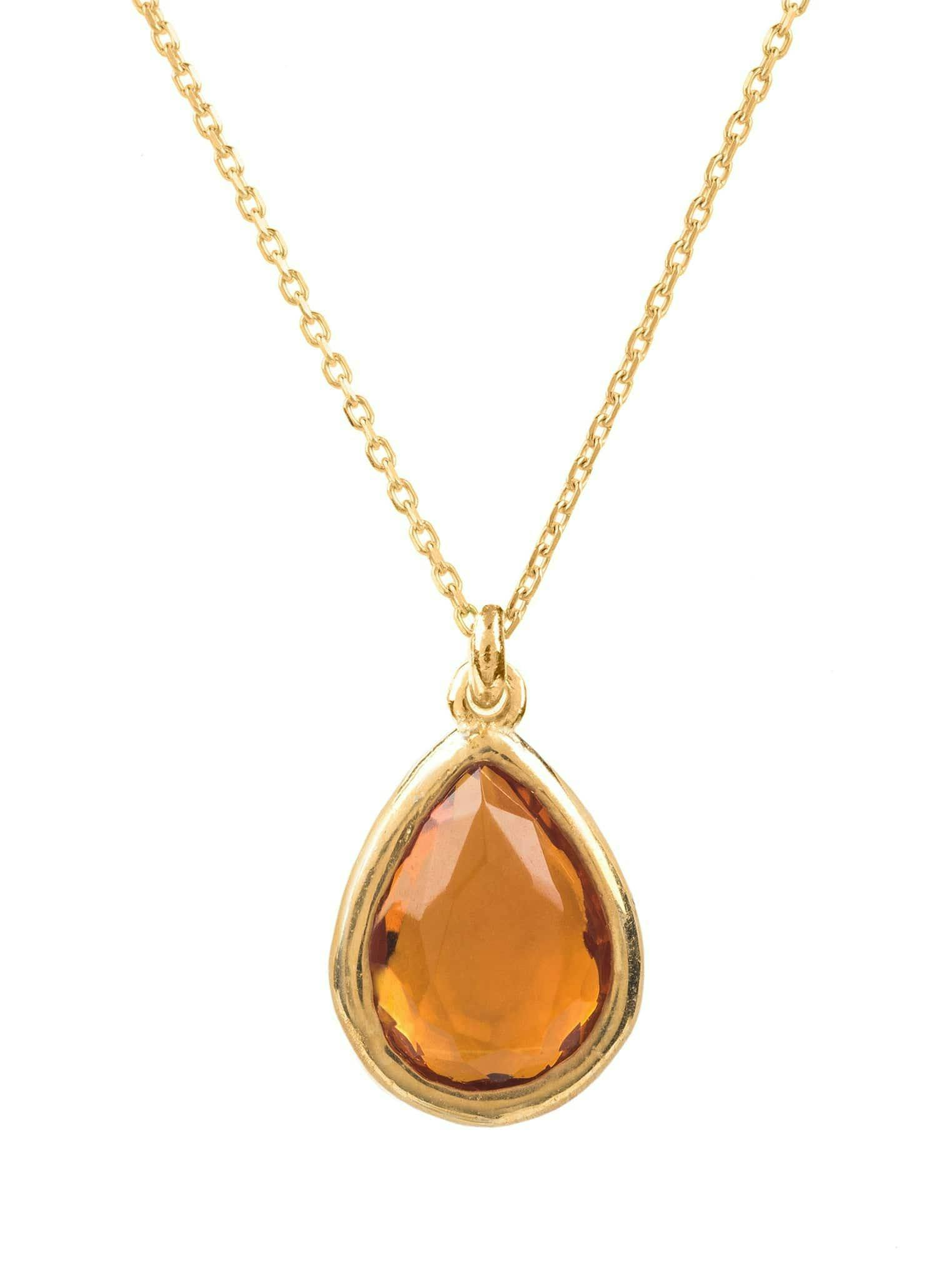 Latelita Gold Pisa Mini Teardrop Necklace Citrine