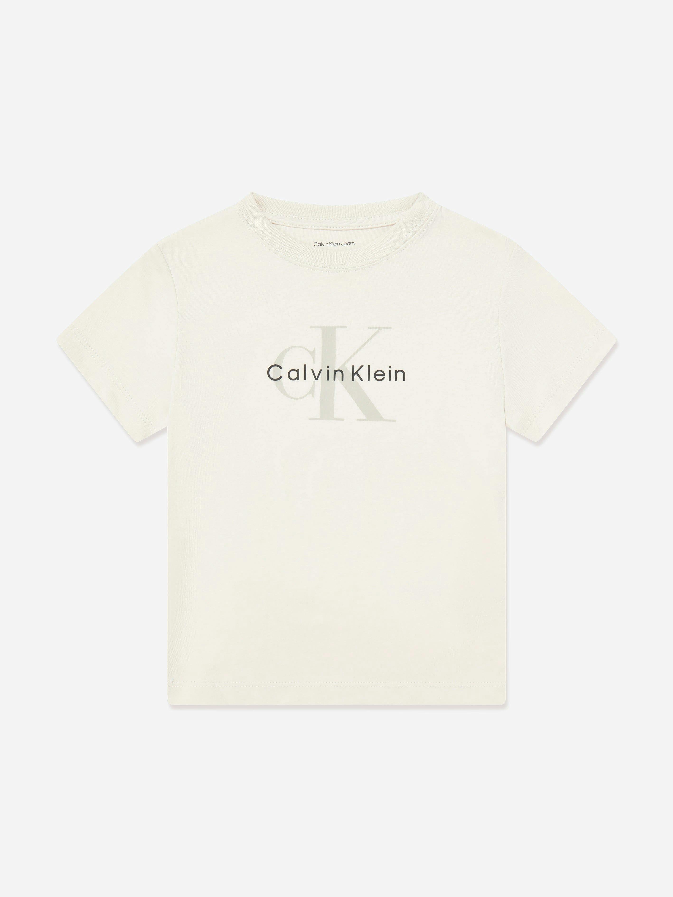 Calvin Klein Girls Ivory Ck Monogram T-Shirt In - 16 Yrs