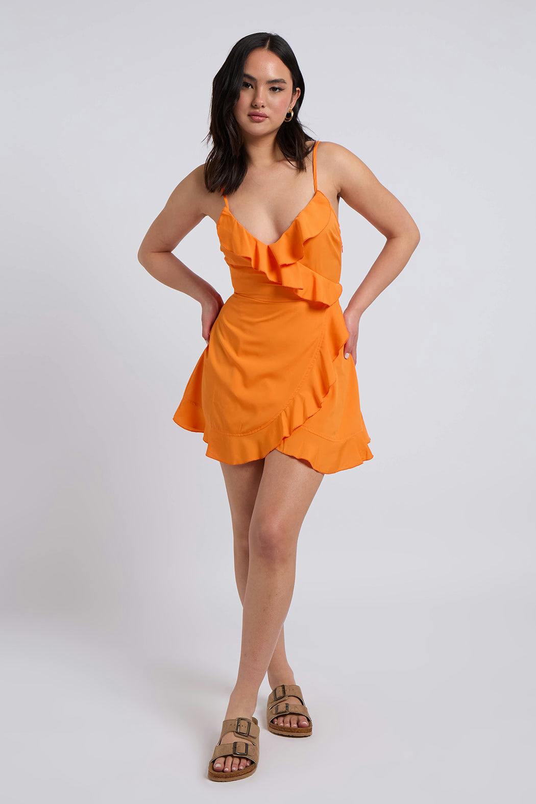 Urban Bliss Orange Cami Woven Frill Tea Dress - 16