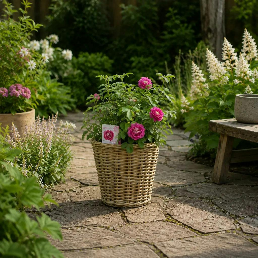 Dark/Pink 5L Rose Let's Celebrate Rose Bush- Beautiful Flowering Garden Plant - Kubo Basket